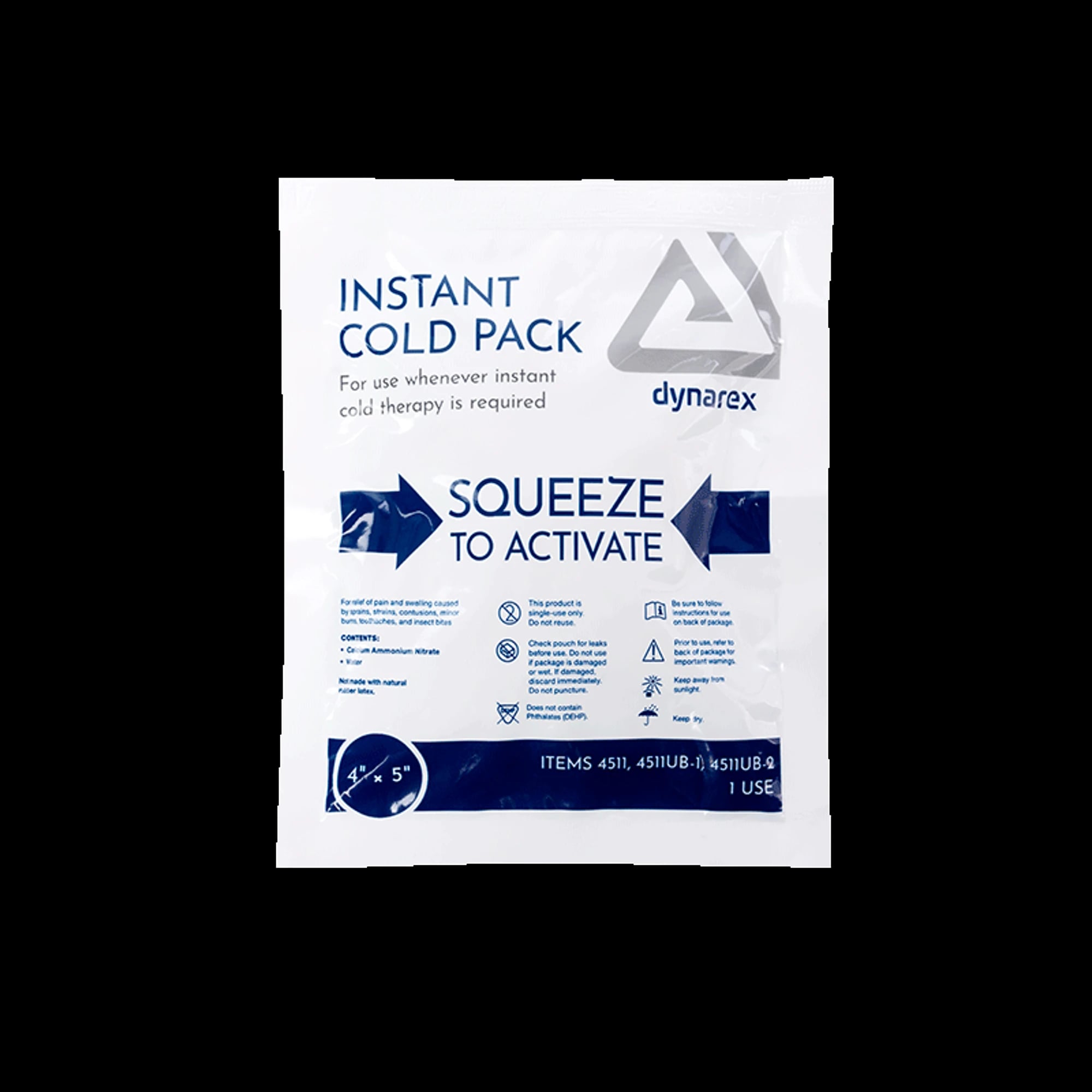Dynarex Instant Cold Pack, Single-Use, Squeeze-Activated, 4" x 5", 24/Case, #4511