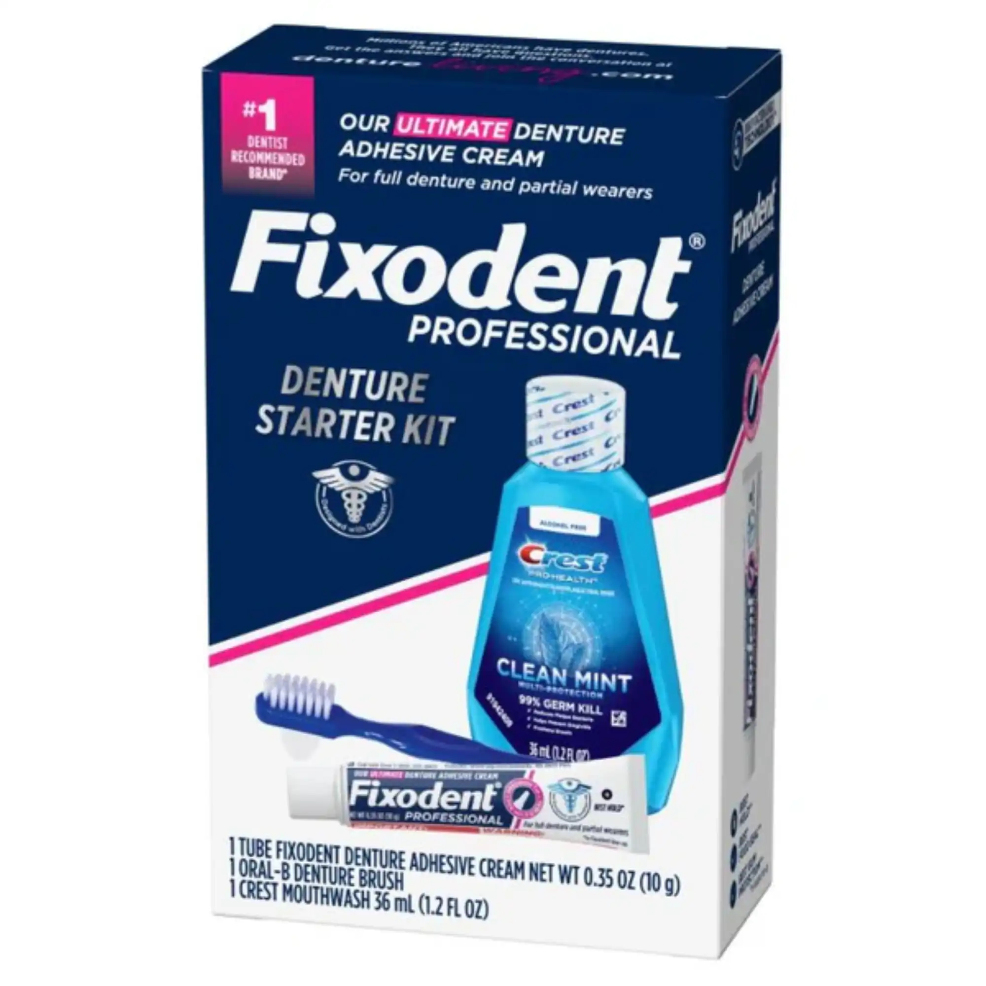Fixodent Professional Denture Starter Kit, Case of 24 Kits, 80719493