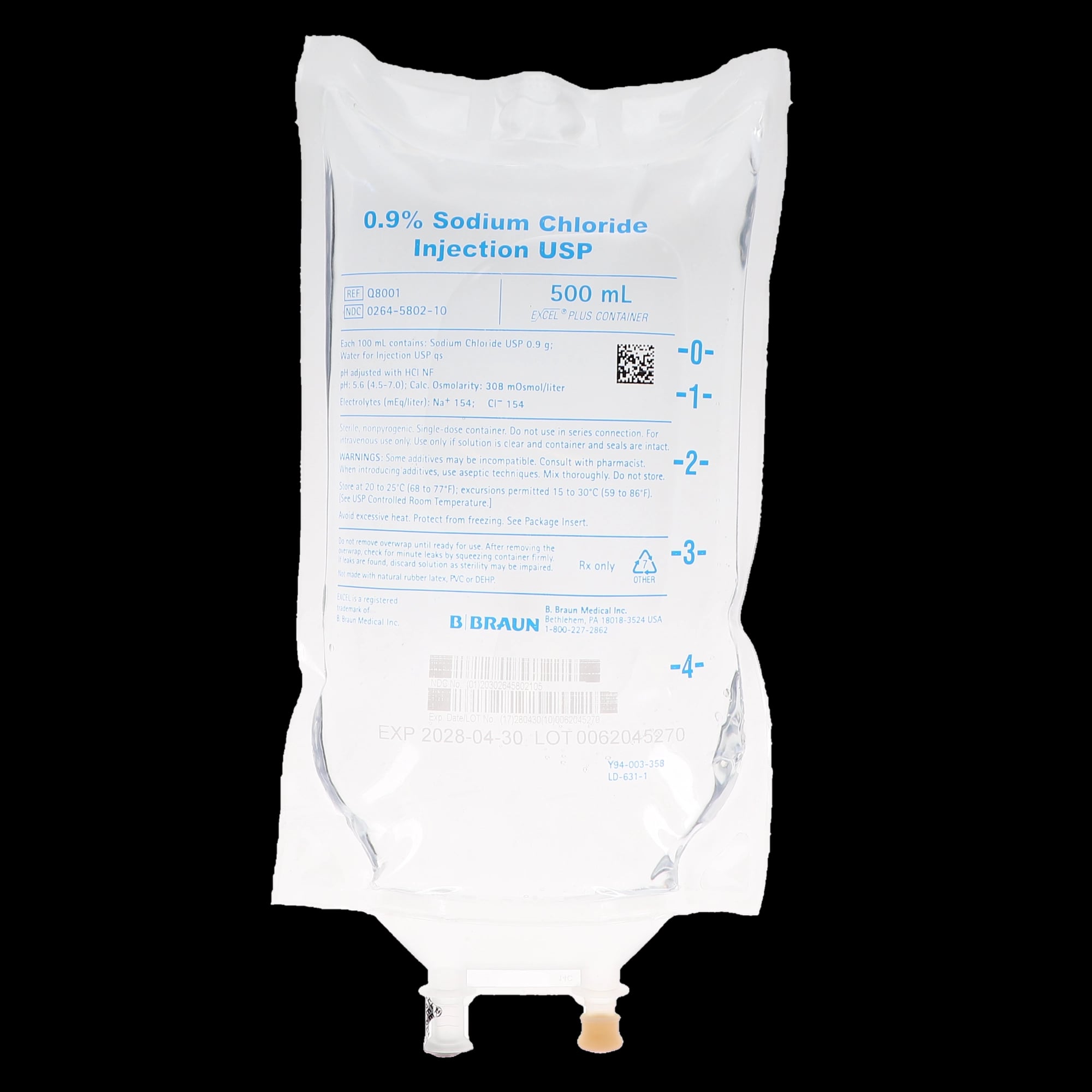 B. Braun 0.9% Sodium Chloride Injection, 500 mL