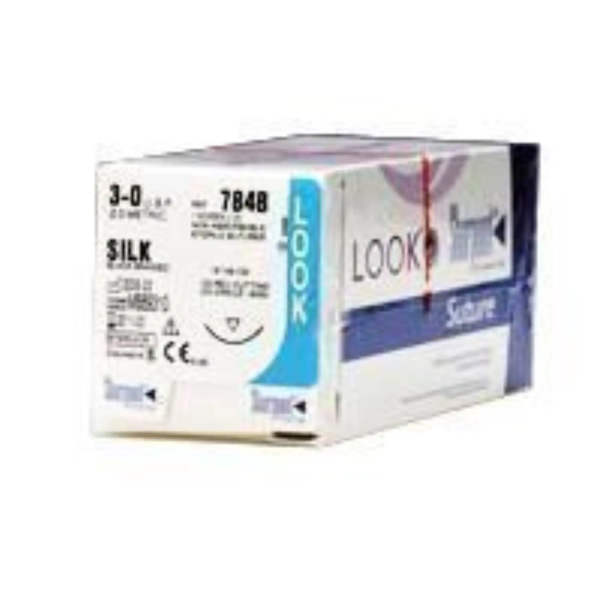 Look Silk Suture, 4-0, Black, 18", C17 Reverse Cutting 3/8 Circle 12mm, 12/Bx