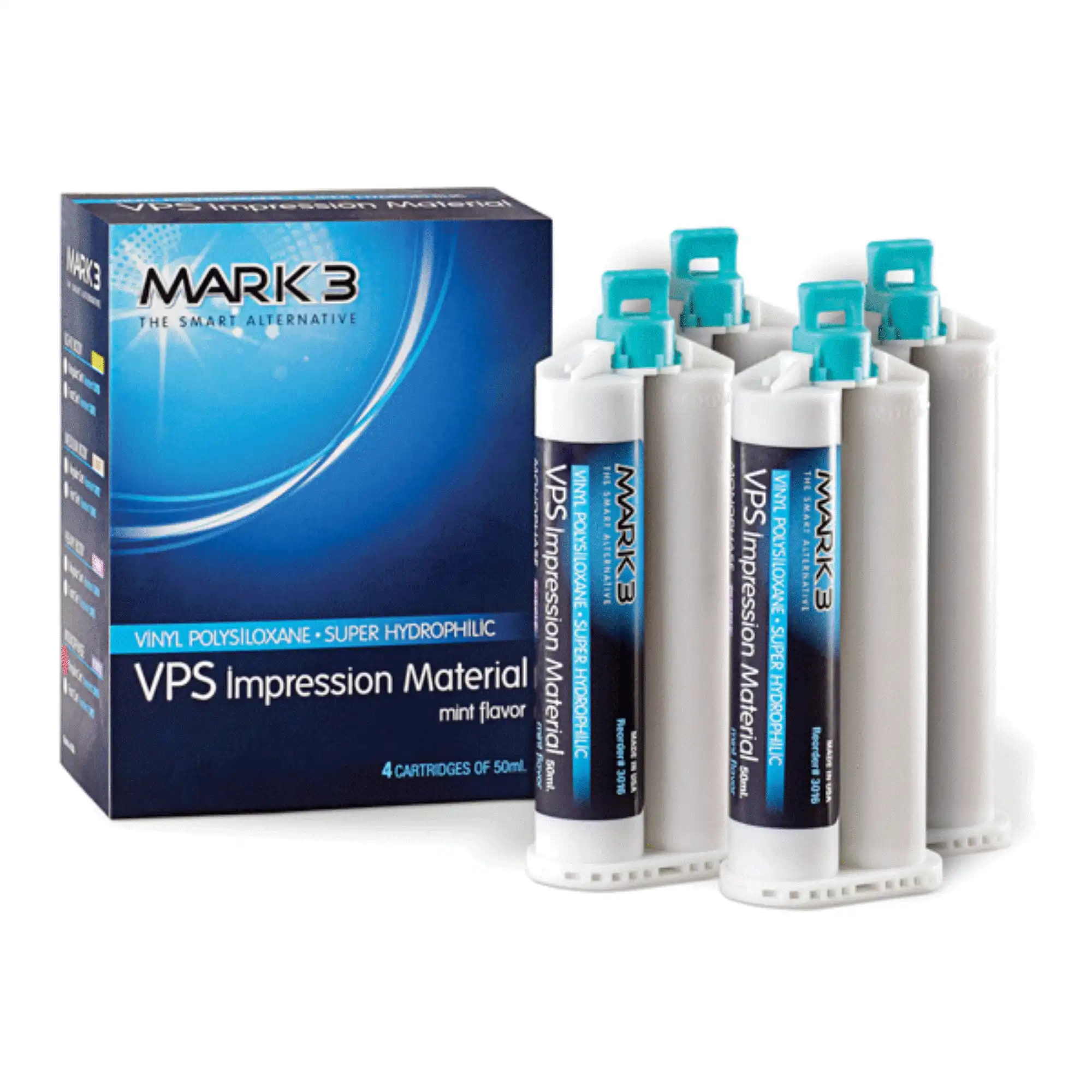 Mark3 VPS Impression Material, Heavy Body, Regular Set, 50 mL Cartridges, 4 per Box, 3014