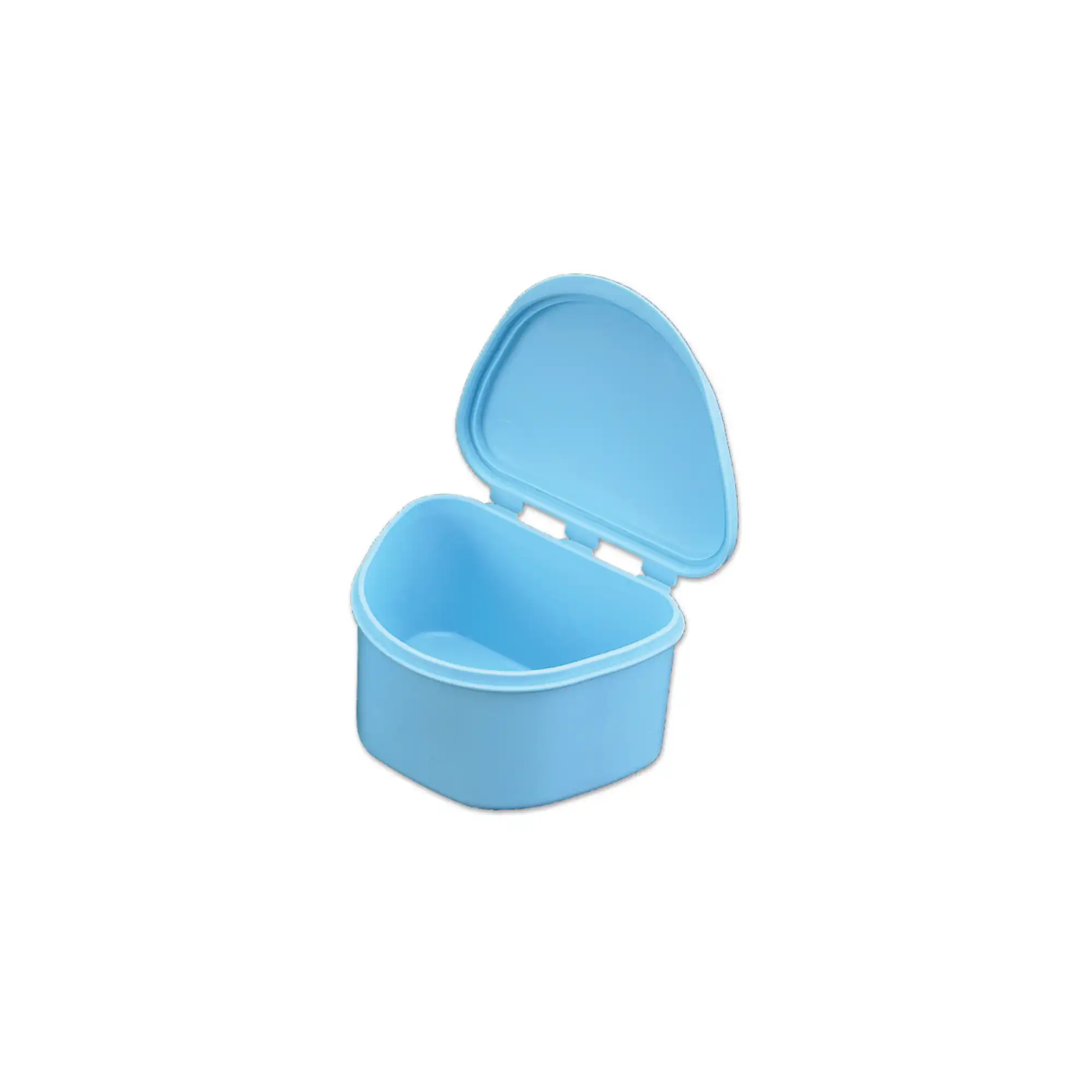 Plasdent Denture Box, Light Blue Chroma Colored, Plastic with Hinged Lid, 12/Box