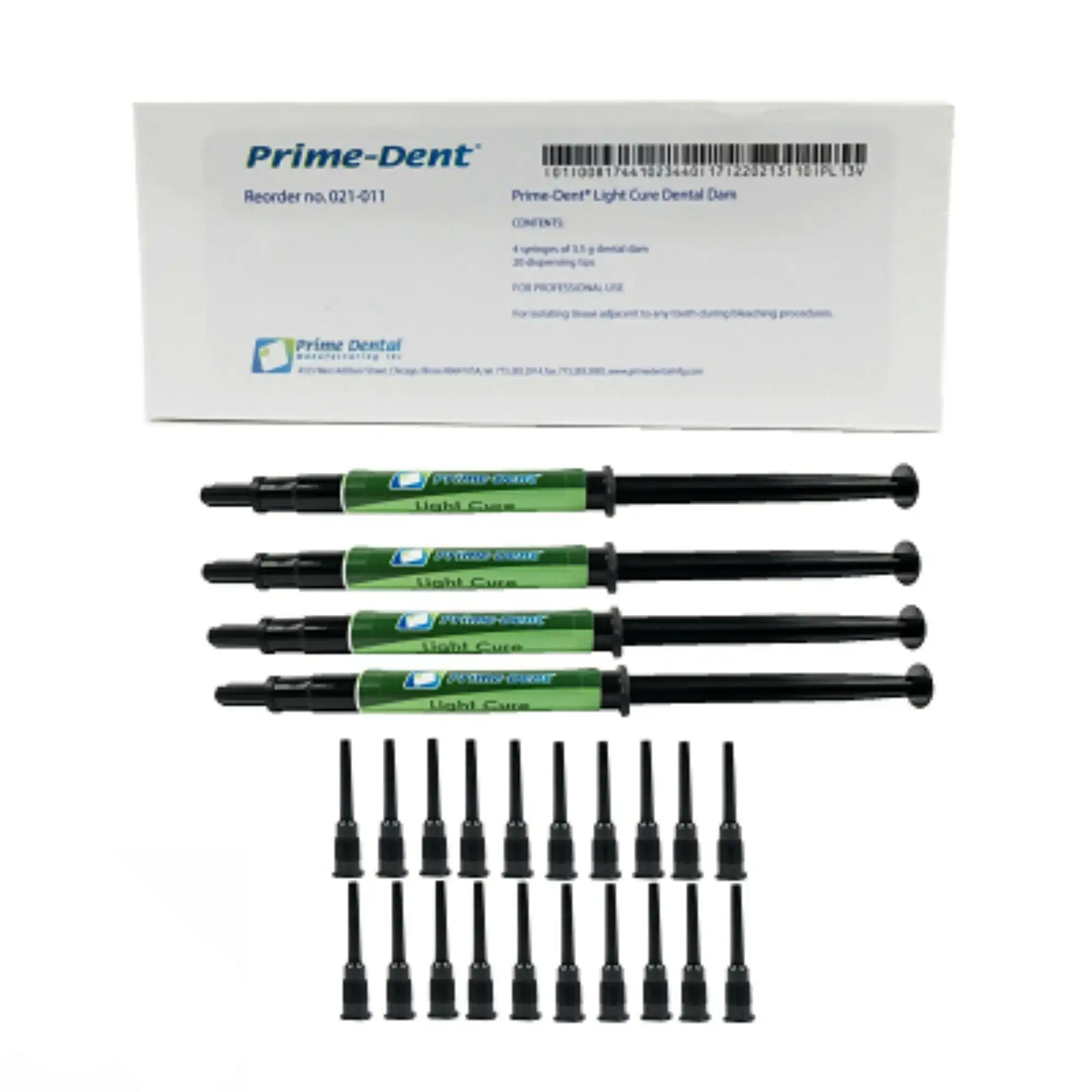 Prime Dental Light Cure Dental Dam Kit, Low Viscosity, 4 x 3.5g Syringes, 20 Tips