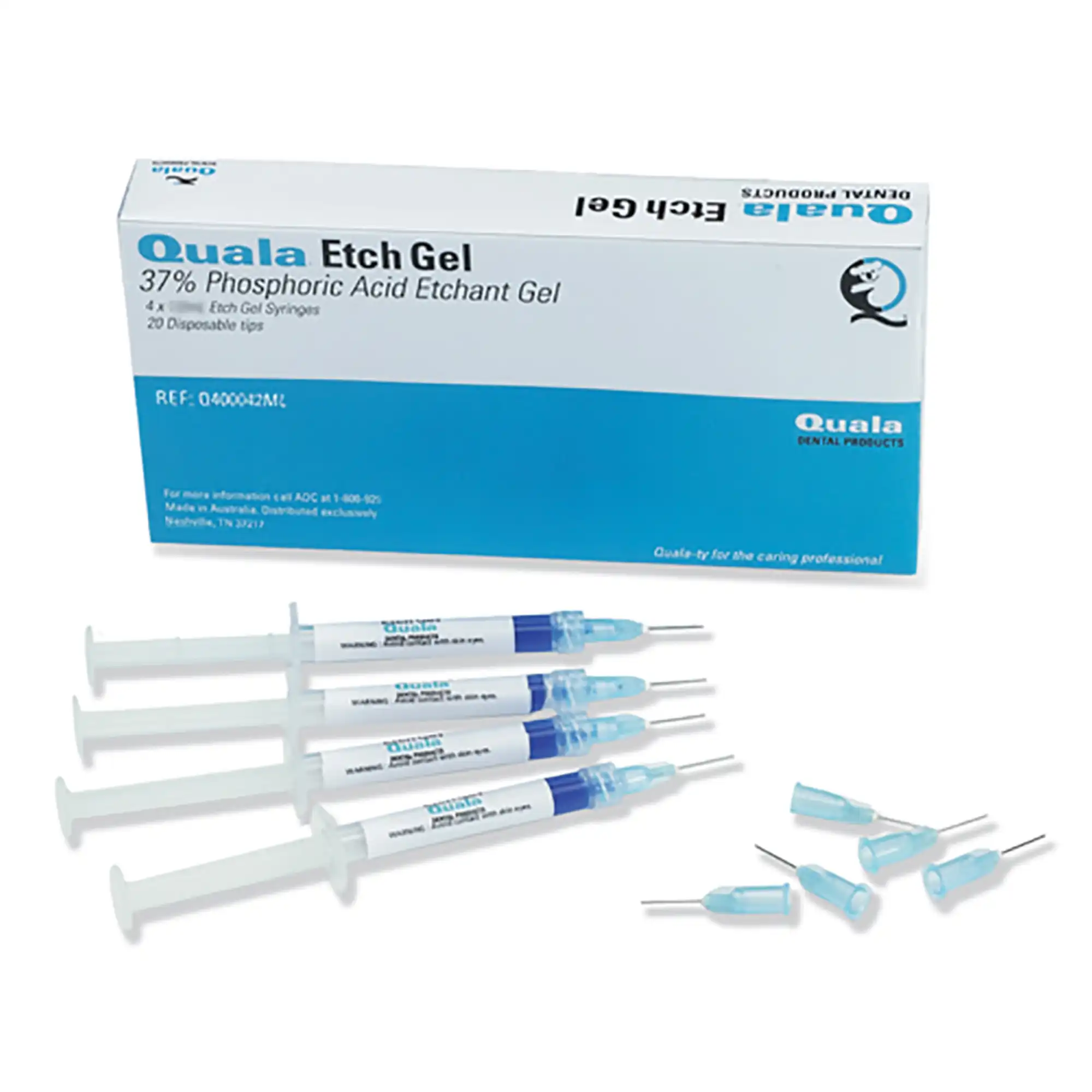 Quala Etch Gel 37% Phosphoric Acid Economy Kit, 12 x 2.0 mL Syringes with 50 Disposable Applicator Tips