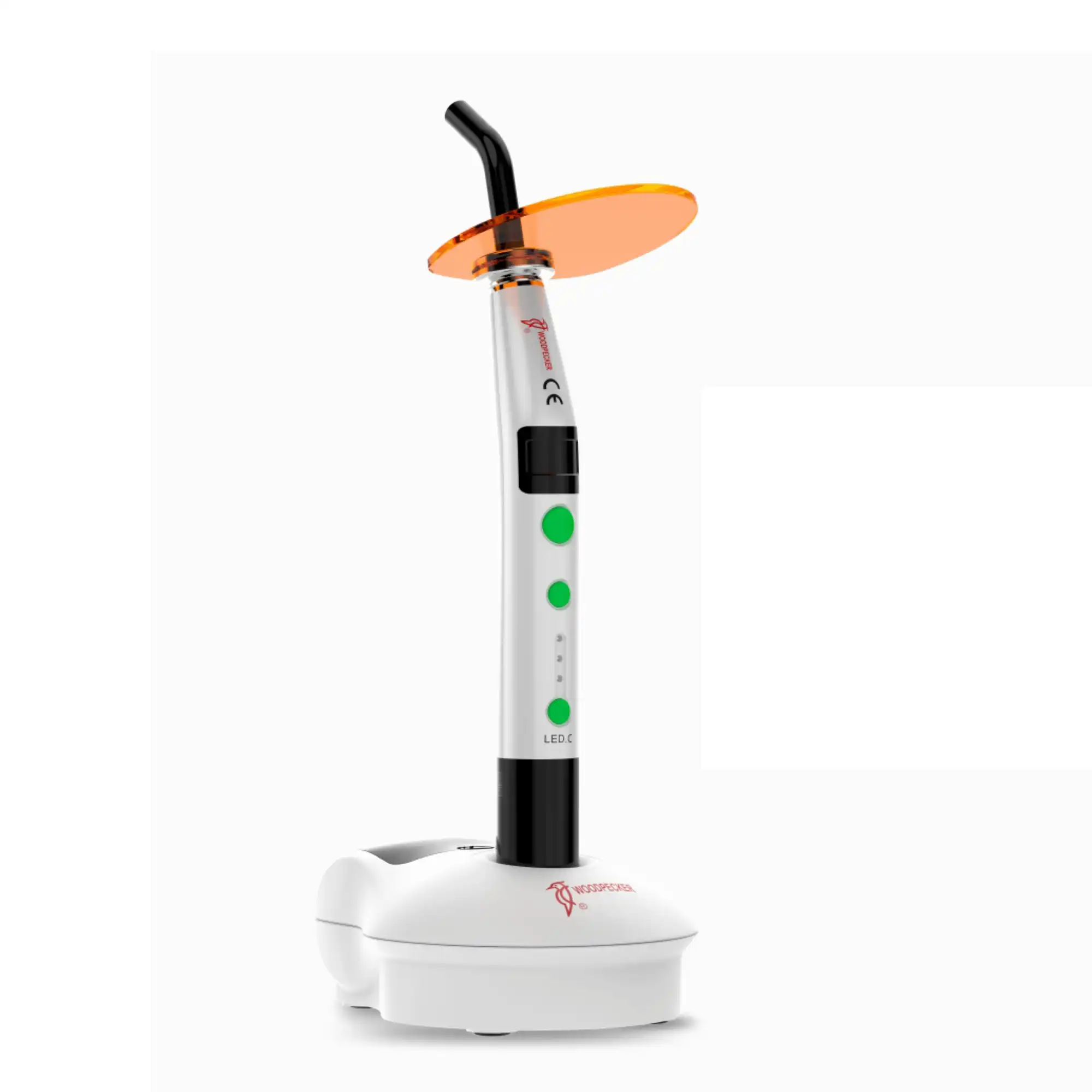 Woodpecker LED.C Cordless LED Curing Light, 800-1000 mW/cm2, 3 Modes, 4 Timers, Replaceable Battery, Autoclavable 8mm Guide