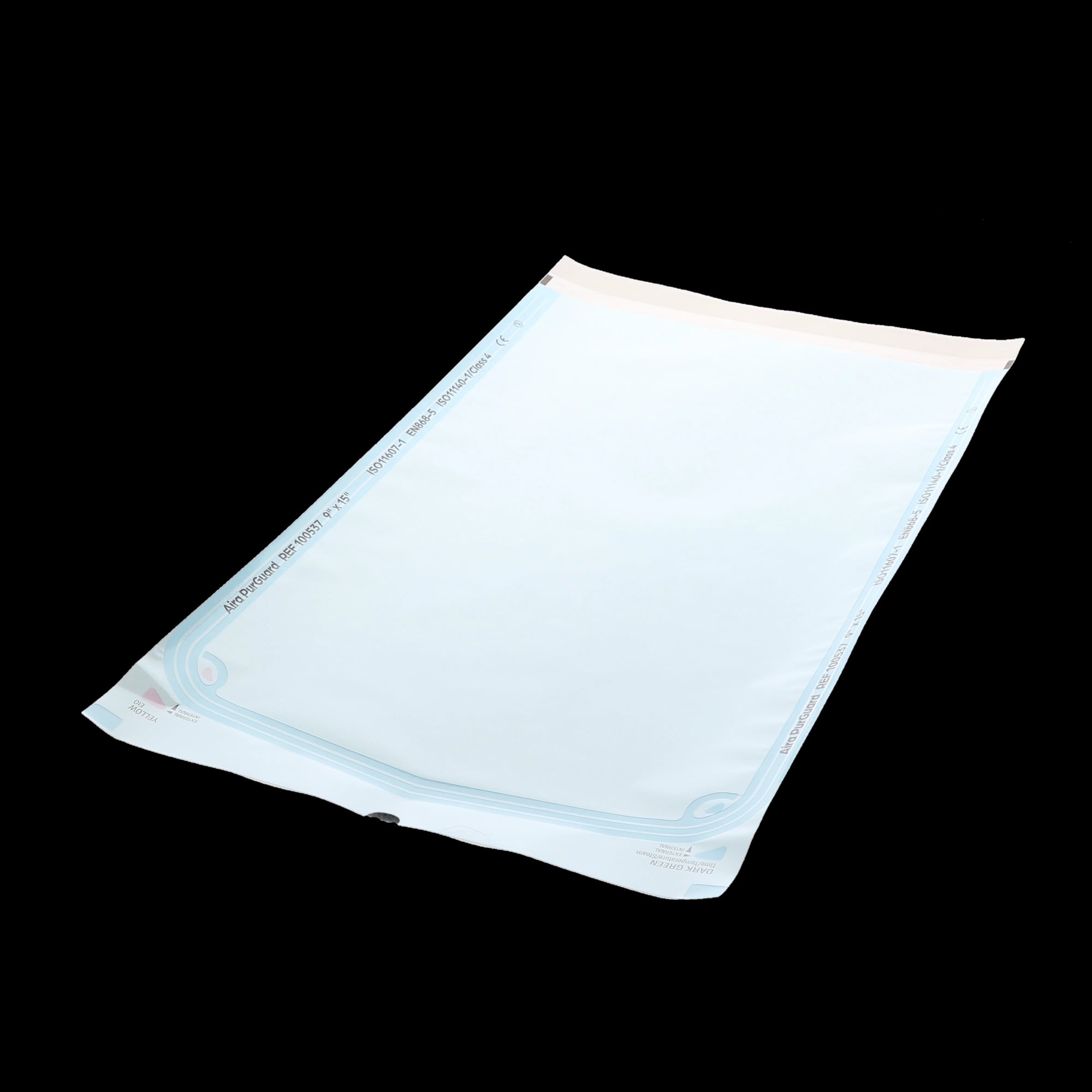 Aira Self-Sealing Sterilization Pouches, Class 4, Blue Film, 9" x 15", 200/Box, 100537