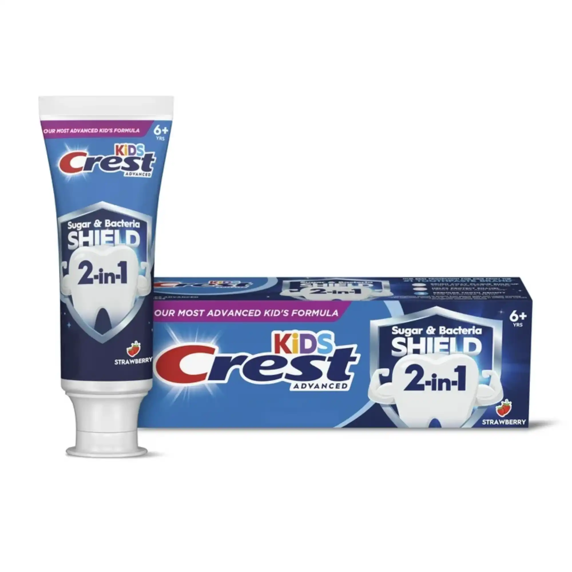 Crest Kids Advanced 6+ Sugar + Bacteria Shield Toothpaste, Strawberry Flavor, 0.85 oz Tube, 72/Case (Old #80365462)