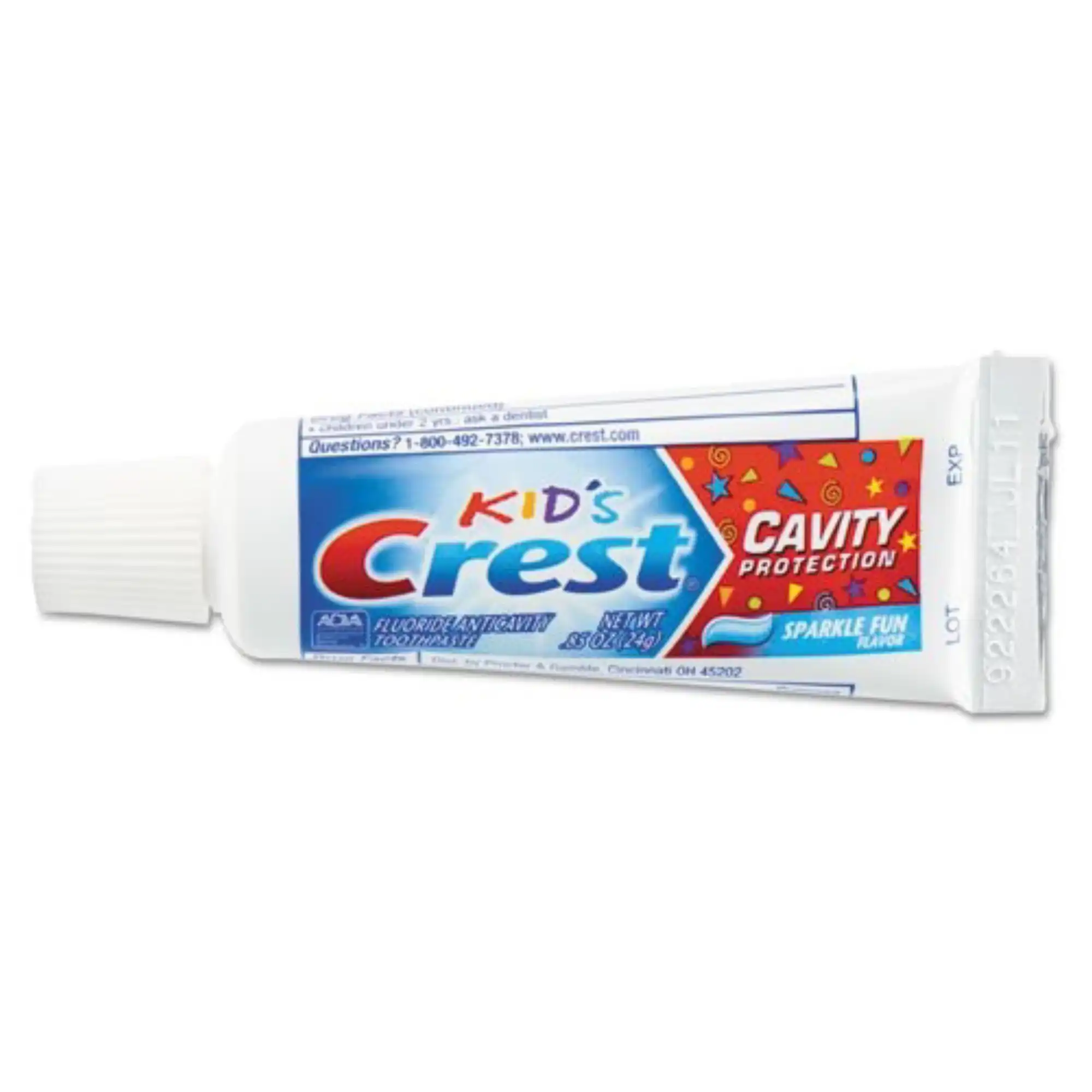 Crest Kids Sparkle Toothpaste, Bubblegum Flavor, Fluoride Cavity Protection, 0.85 oz Tubes, Unboxed Professional Trial Size, 72/Box