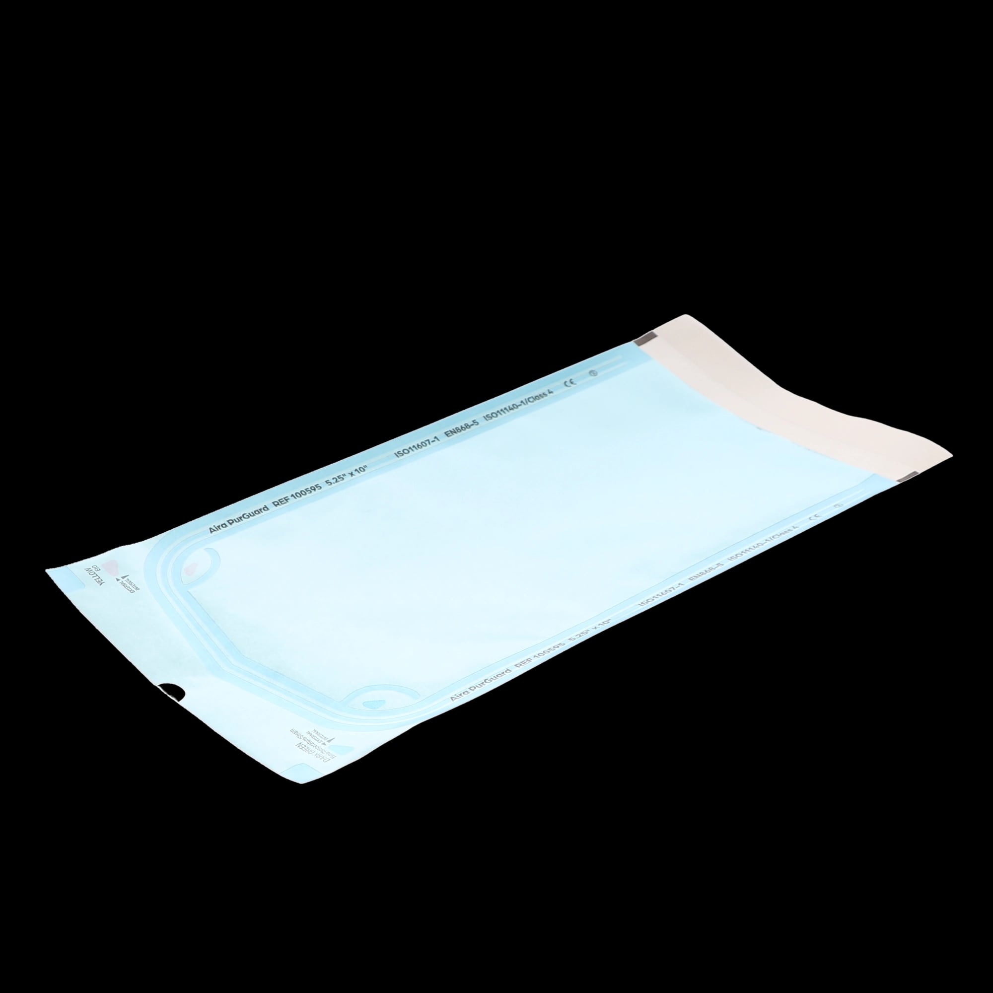 Aira Self-Sealing Sterilization Pouch, Class 4, Paper/Blue Film, 5.25" x 10", 500/Box, 100595