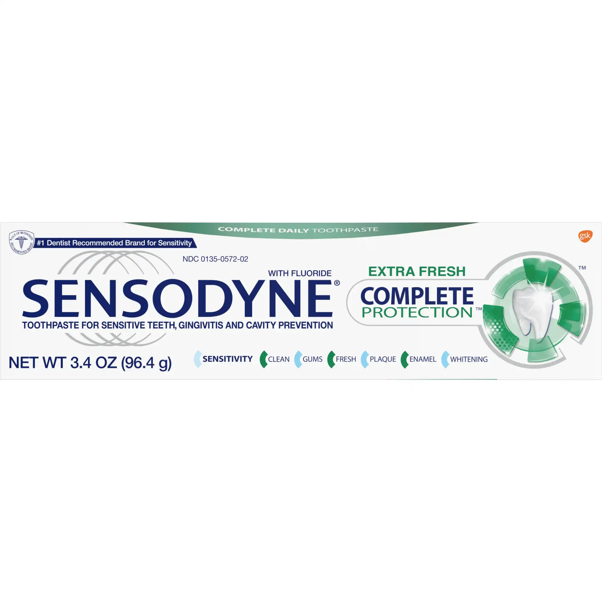 Sensodyne Complete Protection Extra Fresh Toothpaste, 3.4 oz Tube, 6/Pkg, 2 Pkg/Cs (12 Tubes Total)