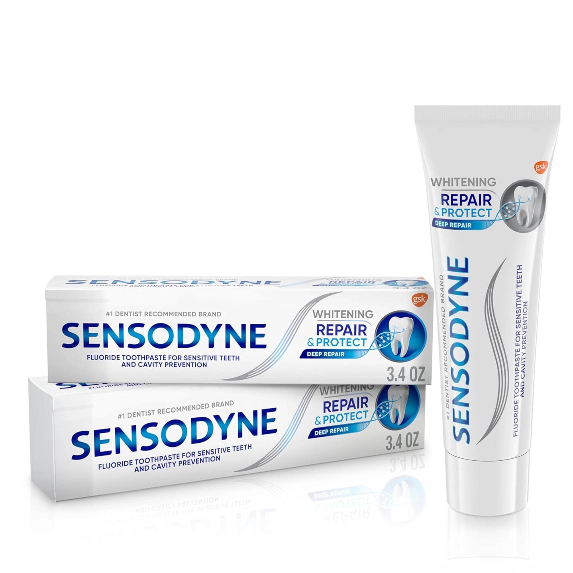 Sensodyne Repair & Protect Whitening Toothpaste, 3.4 oz Tube, 12/Case