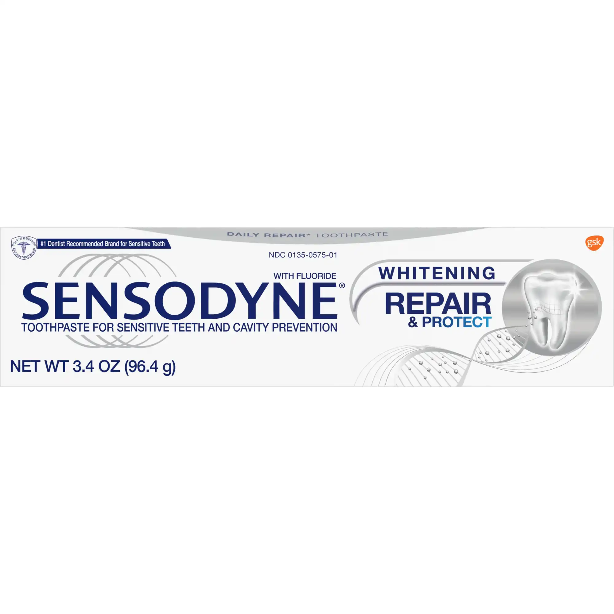 Sensodyne Repair & Protect Whitening Toothpaste, 3.4 oz Tube, 12 Tubes/Case, GlaxoSmithKline