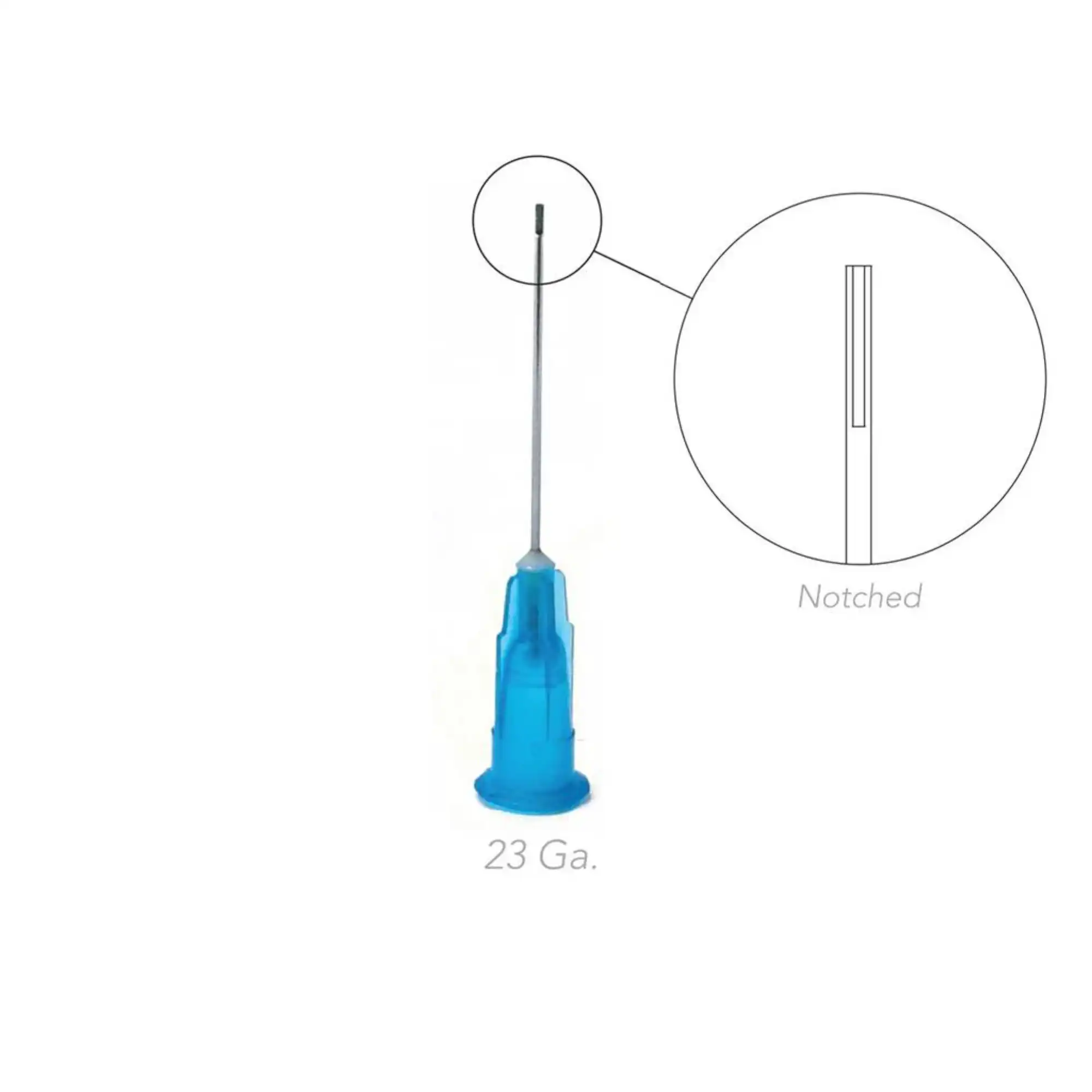 Pac-Dent Bendable Irrigation Needle Tips, 1" Monoject Style Notched, 23 Gauge, Blue, 100/Pk, #238