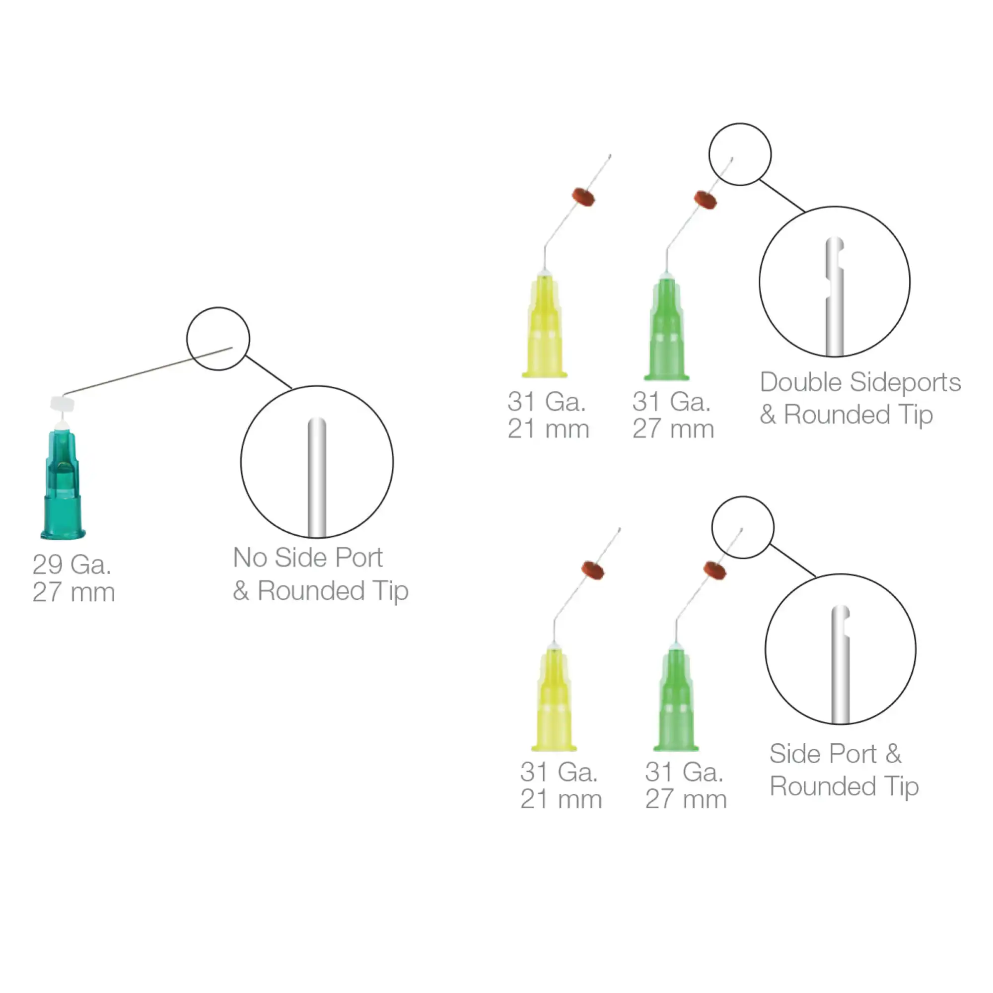 OptiProbe Endo Irrigation Needle Tips, Single Sideport, 27 Ga, 21 mm, Yellow, 50/Pk, 217-50