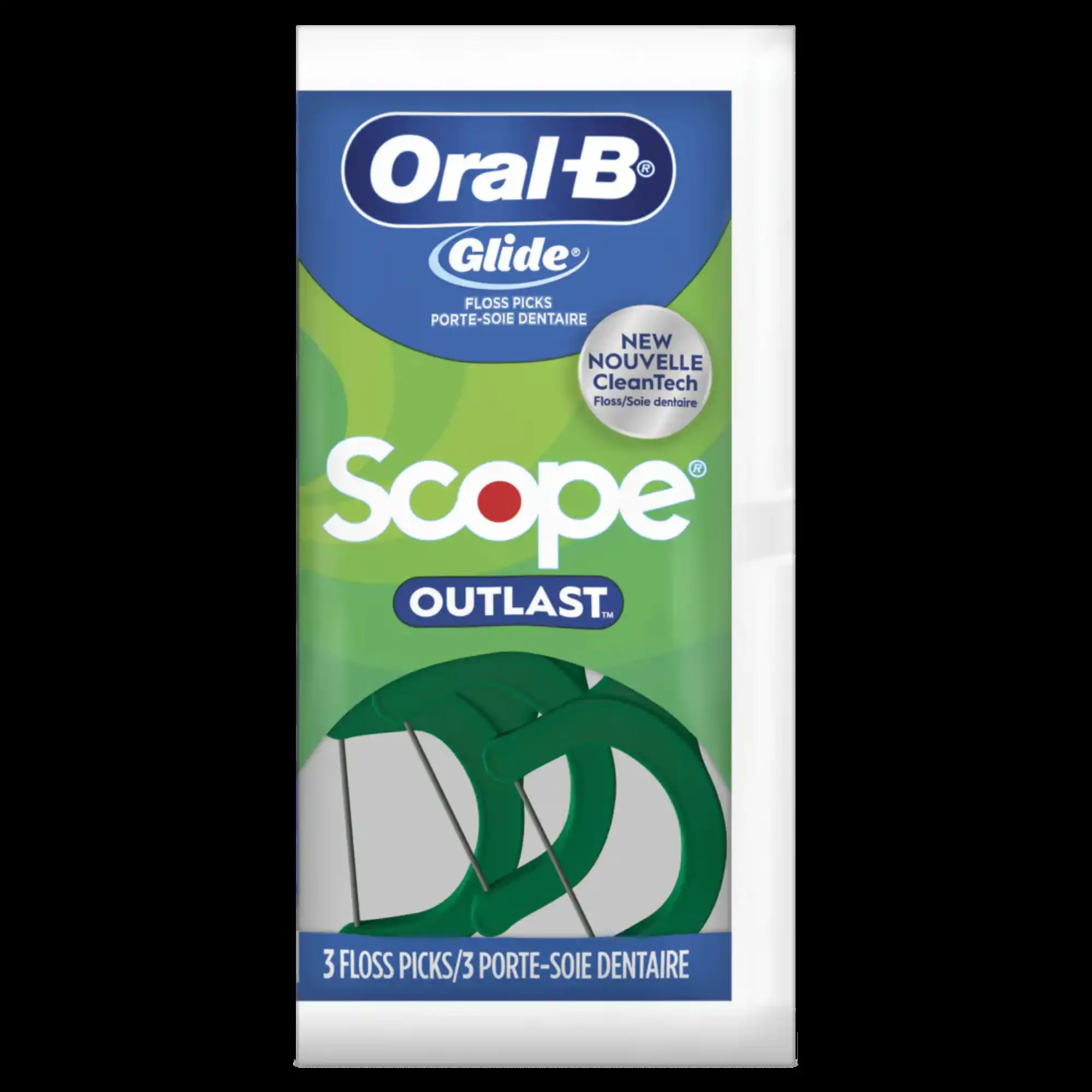 Oral-B Glide Complete Floss Picks with Scope Outlast Mint, 3 Picks per Pack, 72 Packs per Box (216 Picks), 80754437