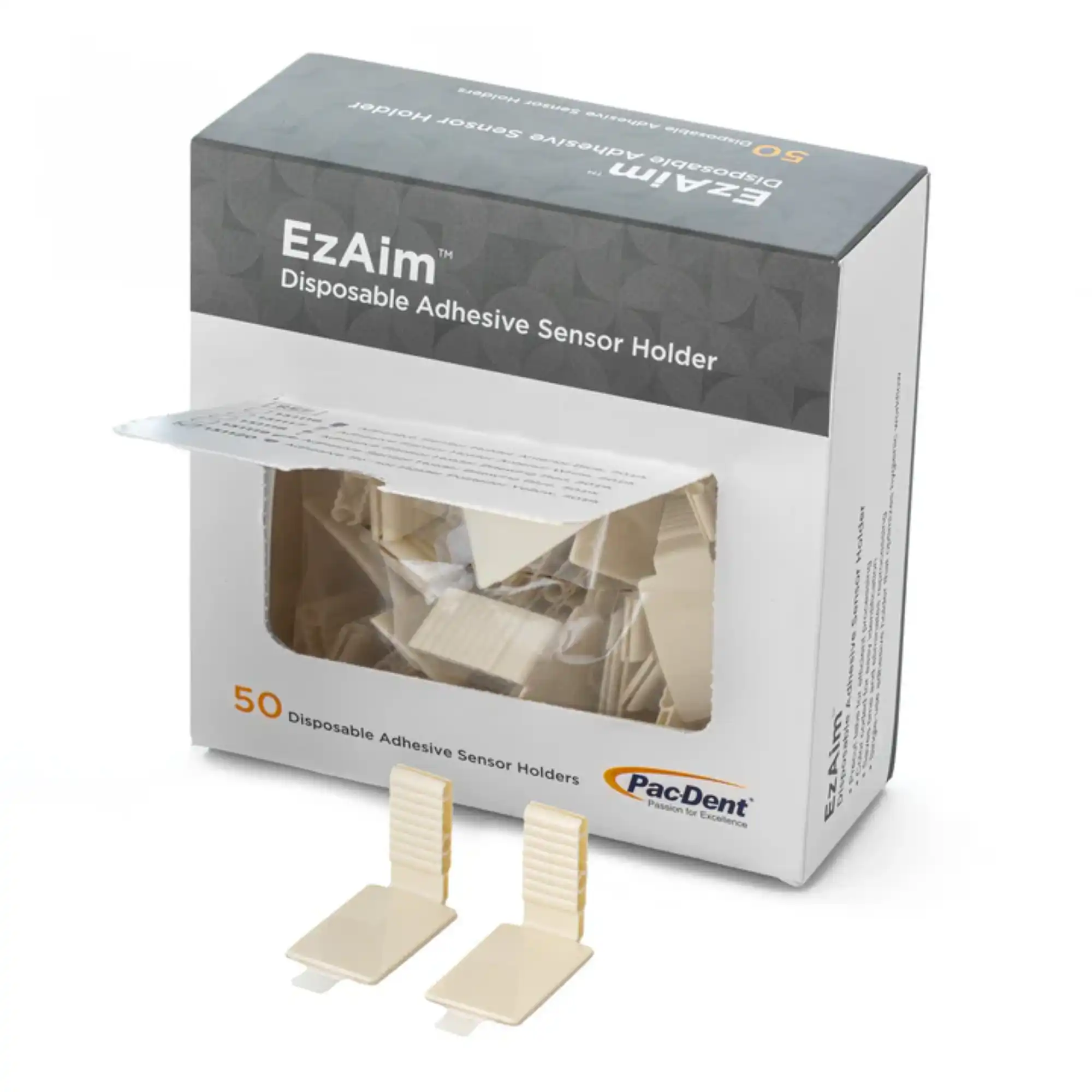 Pac-Dent EzAim Individually Cut Adhesive Sensor Holder, Anterior, White, 50/Pk, 131117