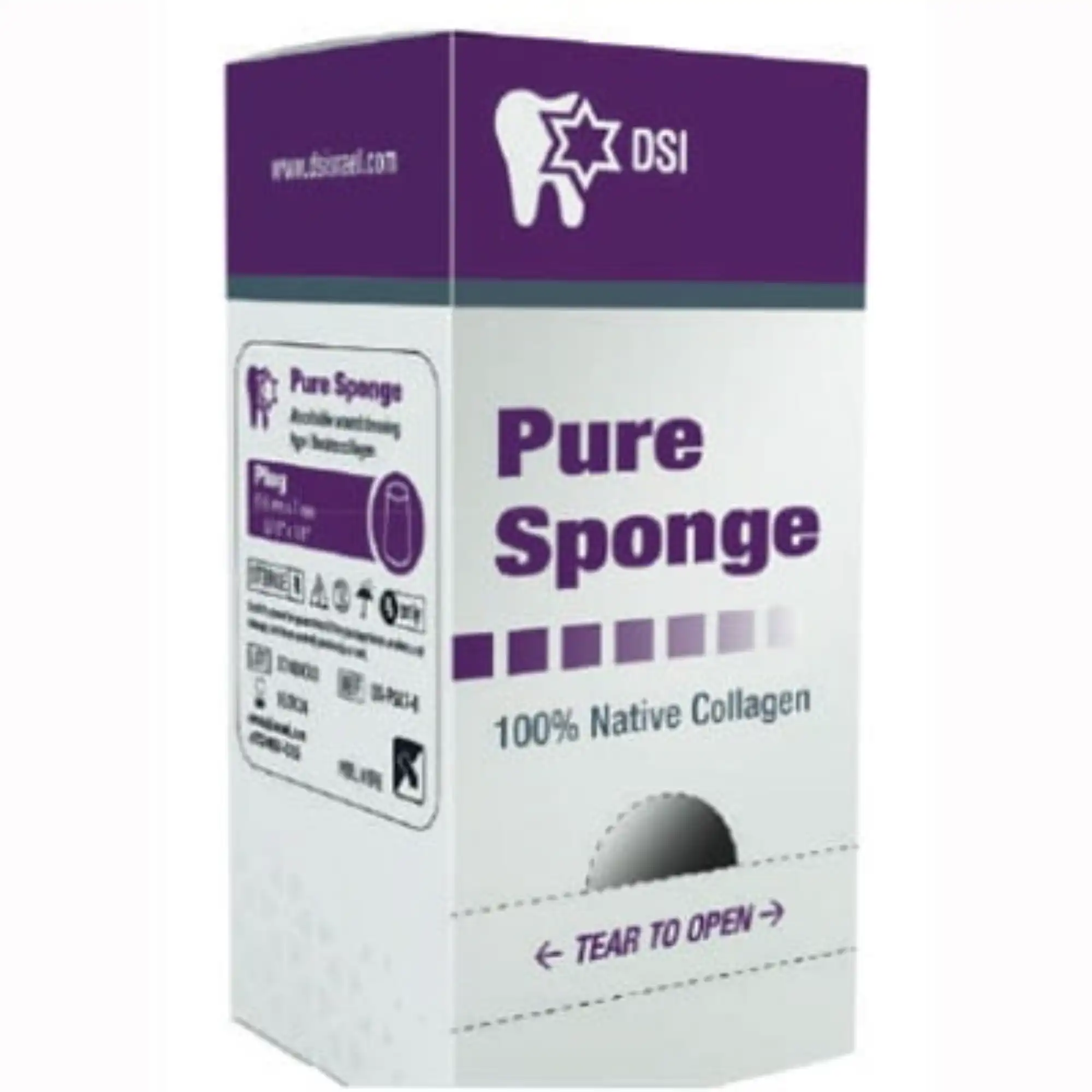DSI Pure Sponge Collagen Big Plug, 10 mm x 20 mm, 10/Box, DS-PS1020-B
