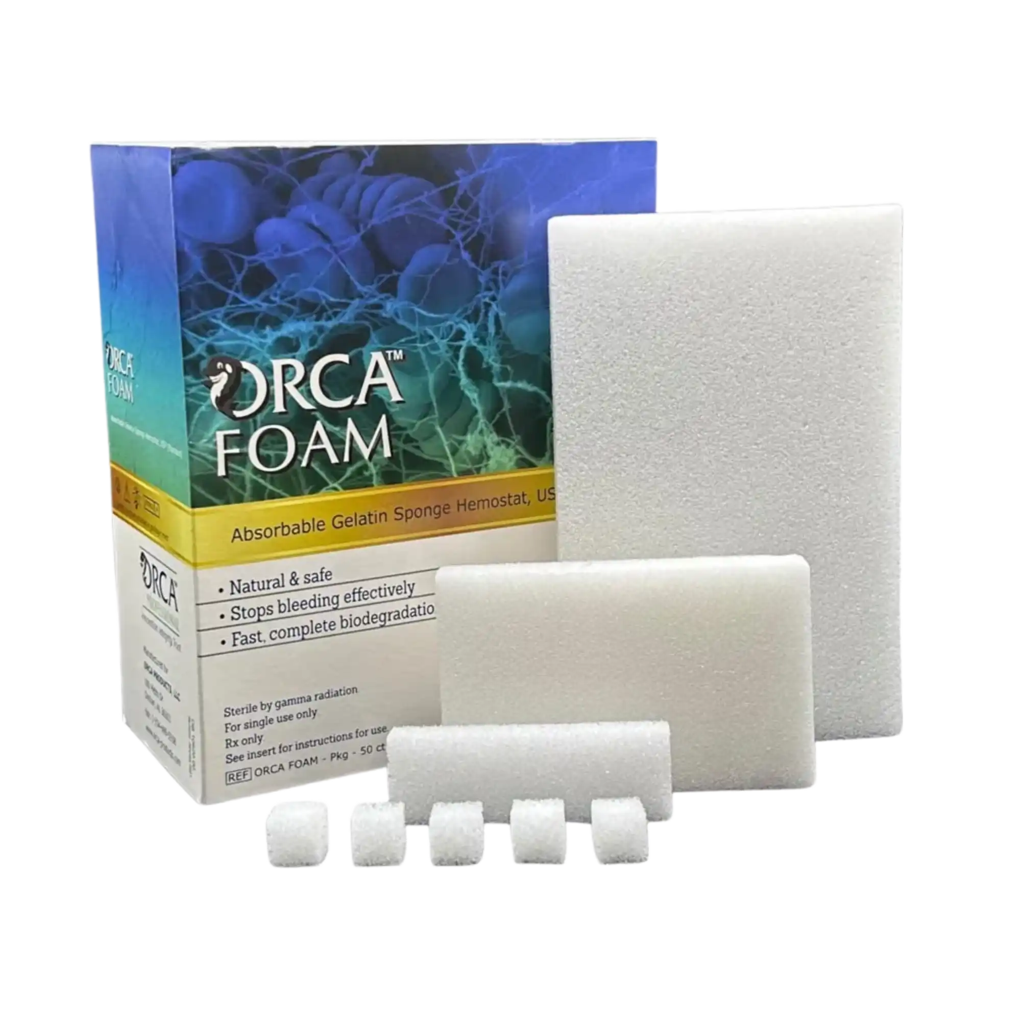ORCA Foam Absorbable Hemostatic Gelatin Sponge, 10 mm x 10 mm x 10 mm, 32/Box, OF-101010