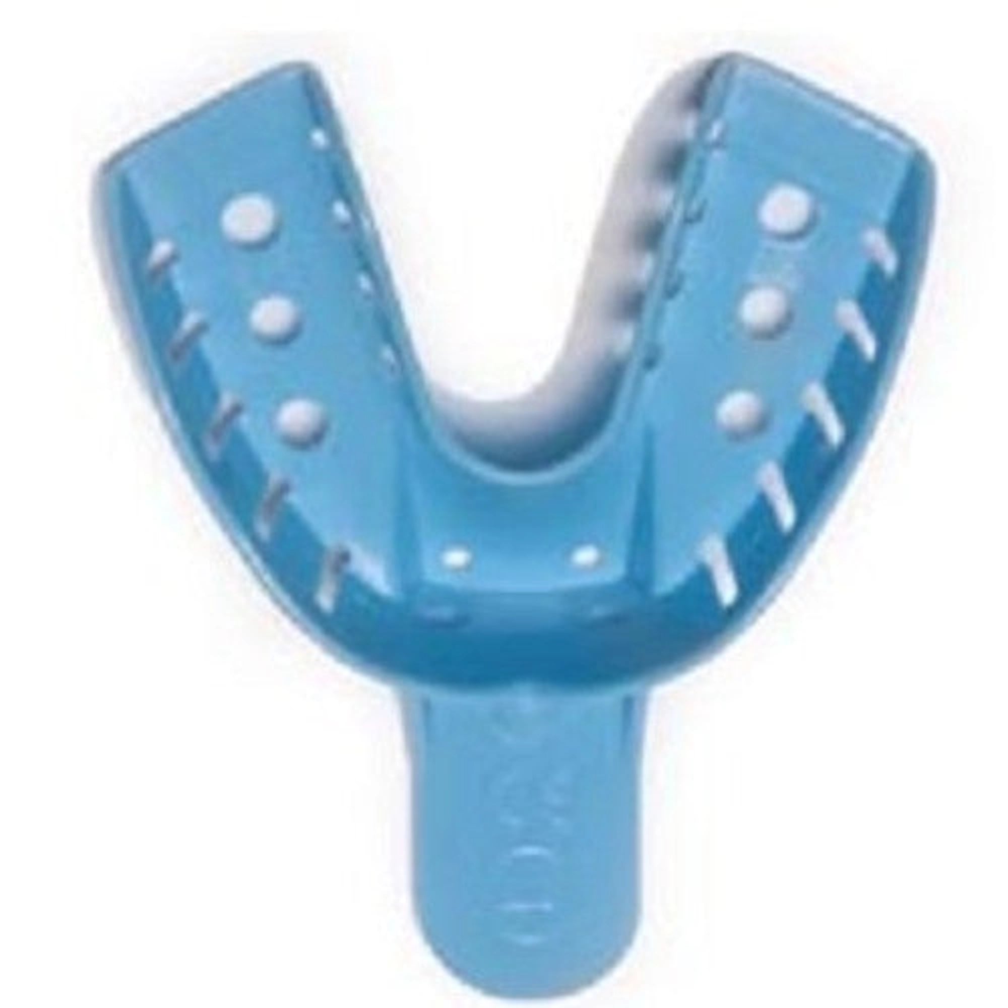 Quala Disposable Plastic Impression Trays, #4 Medium Lower, Perforated, Blue, 12/Pack, QIT4MDLW