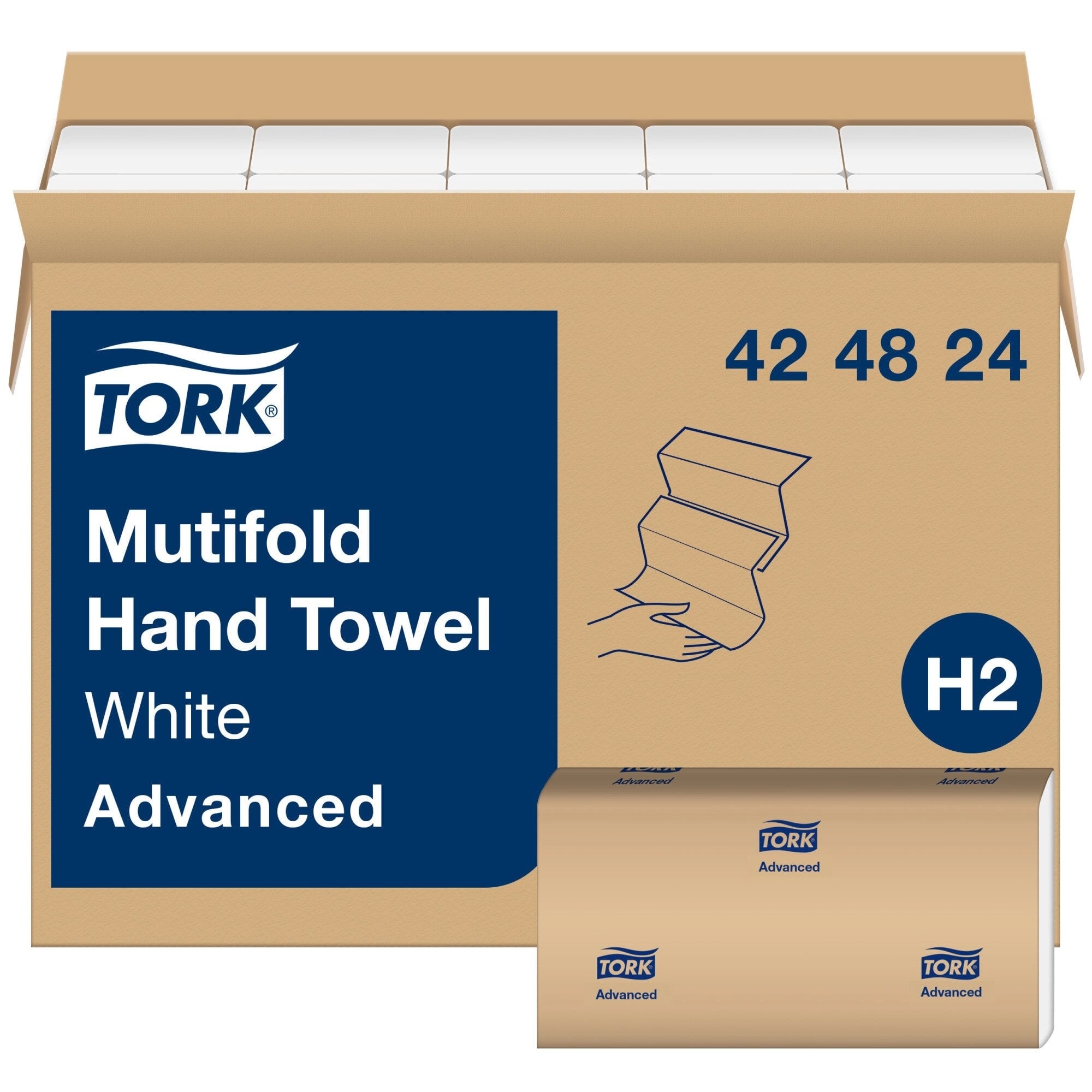 Tork Advanced Multifold Hand Towels, White, 1-Ply, 4000/Case (16 Sleeves of 250), 424824