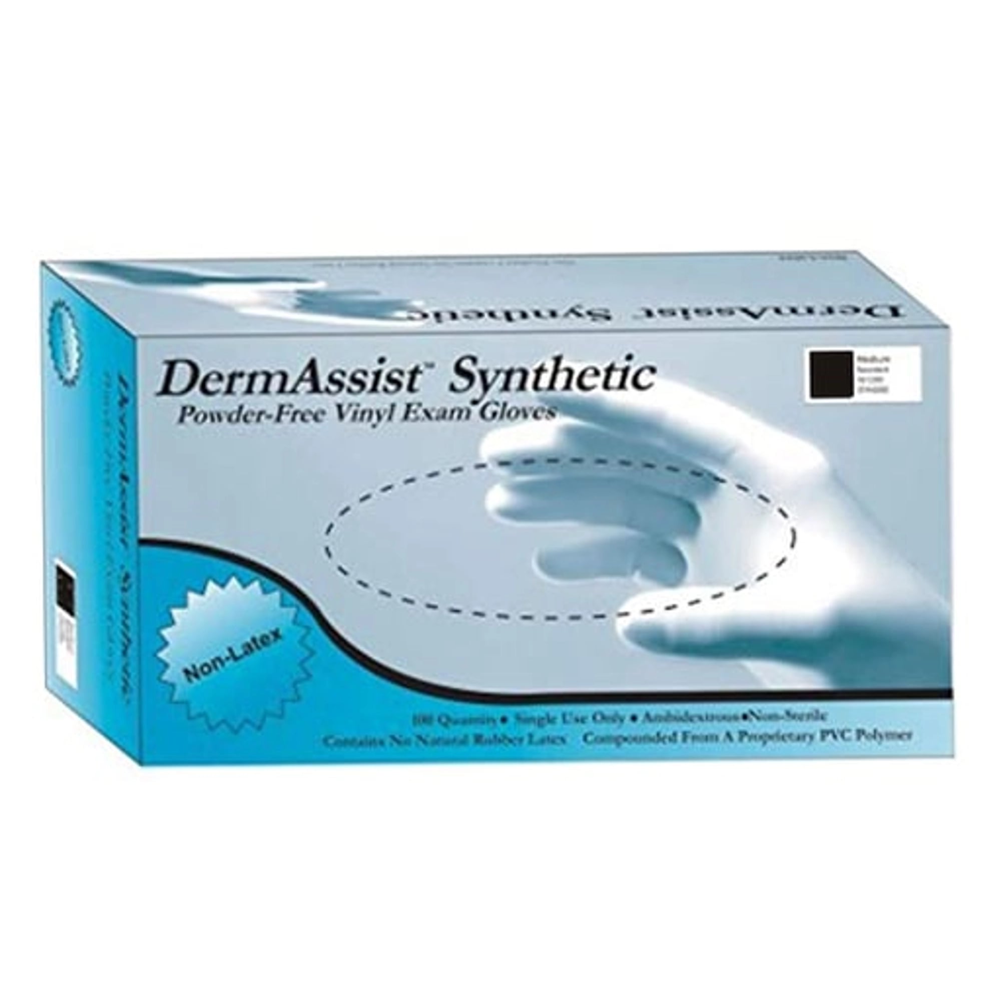 DermAssist Vinyl Exam Gloves, Large, Powder-Free, Non-Sterile, Smooth, Clear, 100/Box, 10 Boxes/Case, 161300