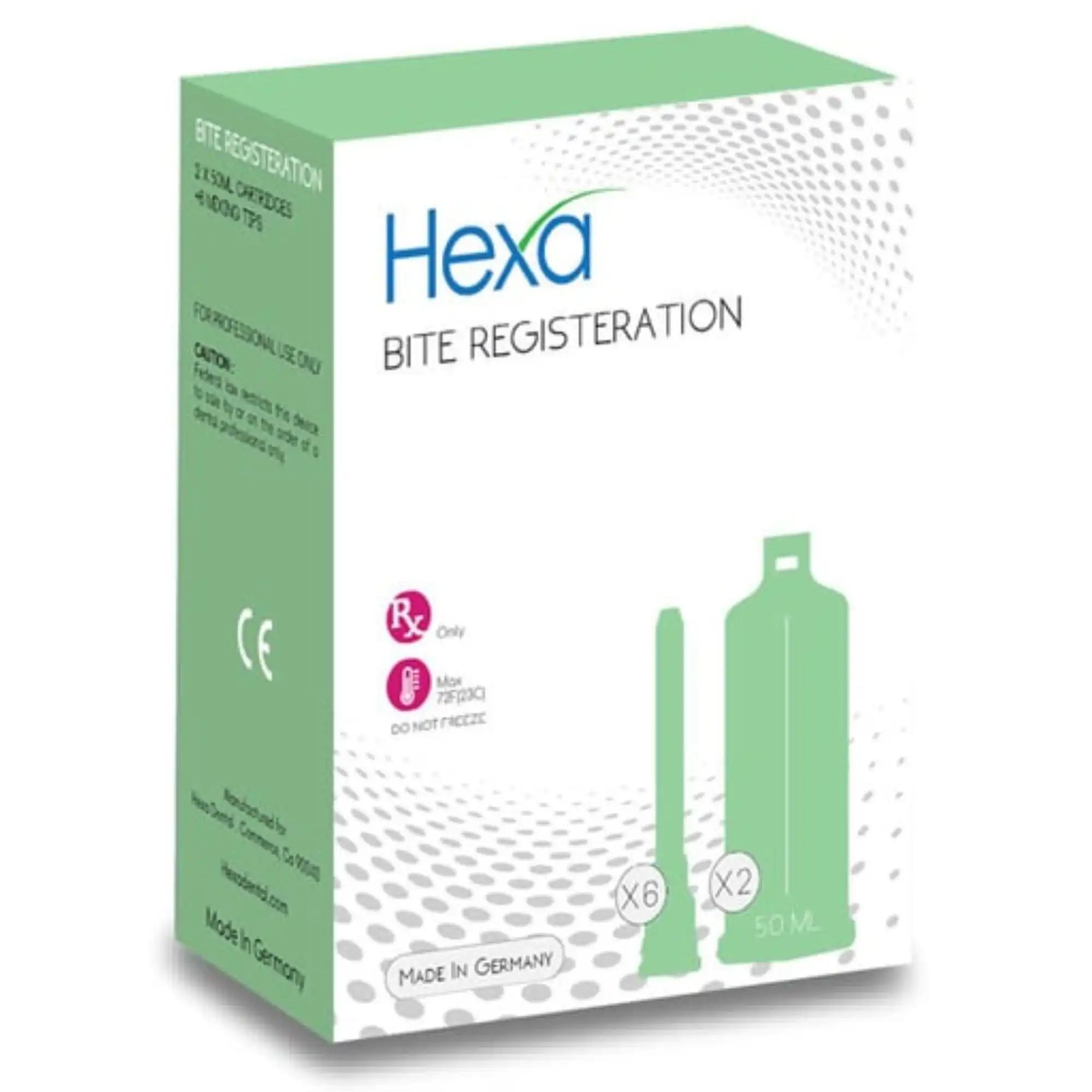 Hygedent Hexa Bite Registration Fast Set, 2 x 50ml Cartridges with 6 Mixing Tips, 30 Second Working Time, HB-003