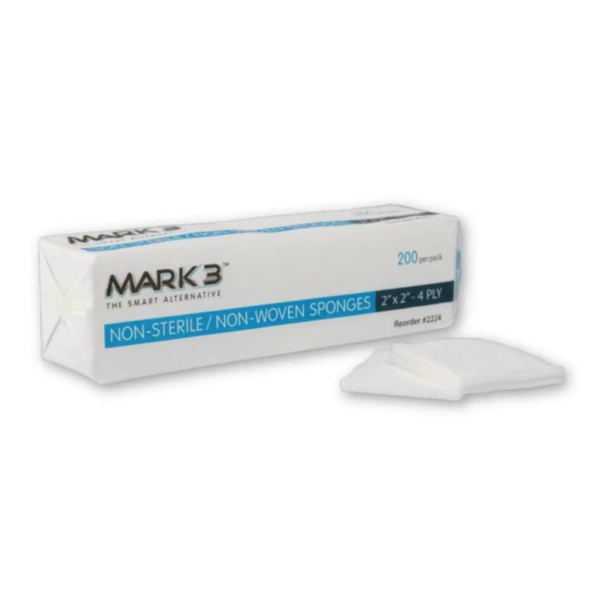 Mark3 Non-Woven Non-Sterile Sponges, 2" x 2", 4-Ply, 5000/Case, Item 2224