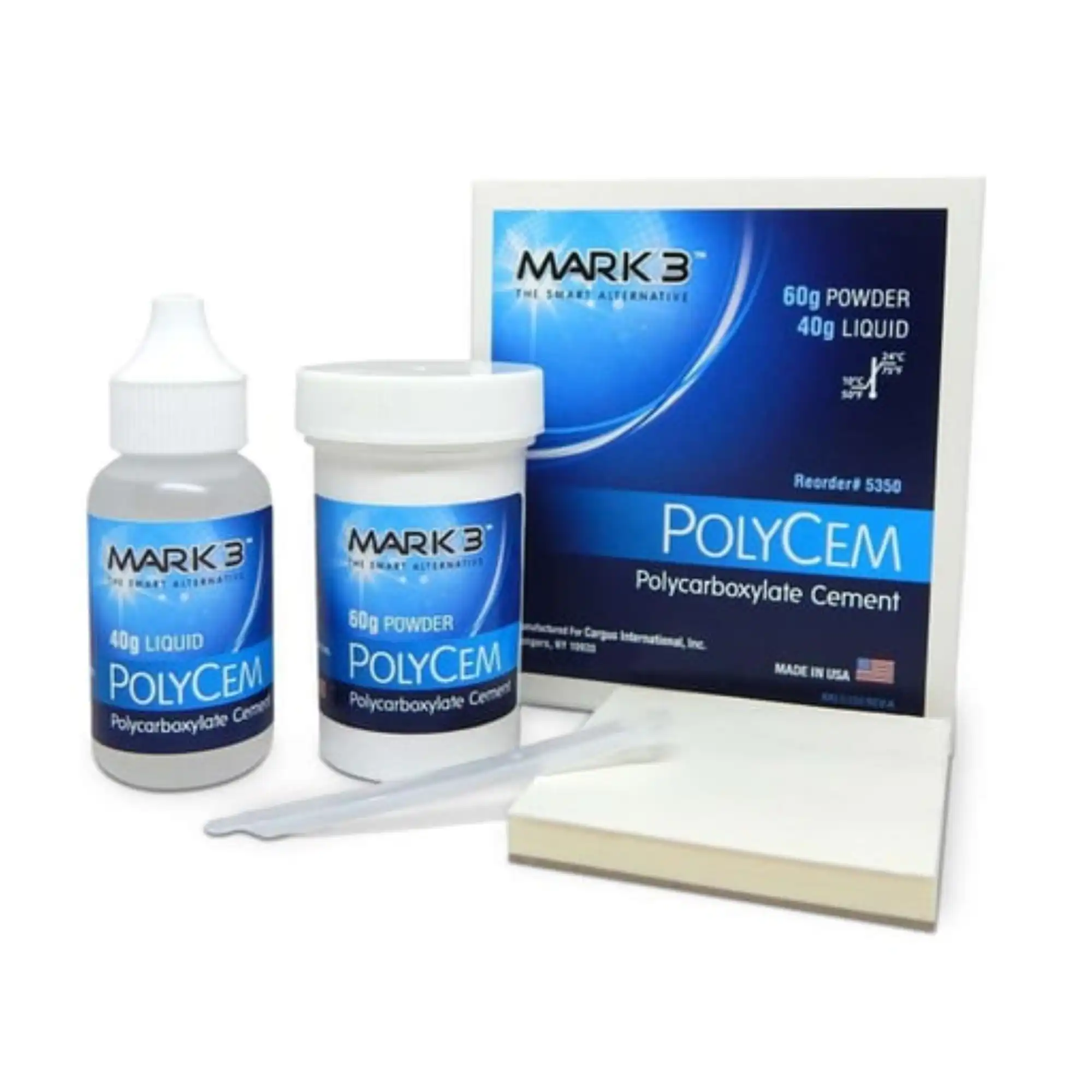 Mark3 PolyCem Polycarboxylate Cement, 60g Powder & 40g Liquid, 5350
