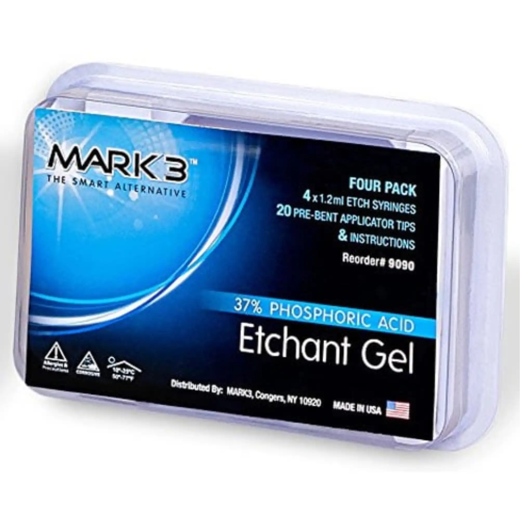 Mark3 Etchant Gel 37% Phosphoric Acid, 4 x 1.2ml Syringes with 20 Applicator Tips, 9090