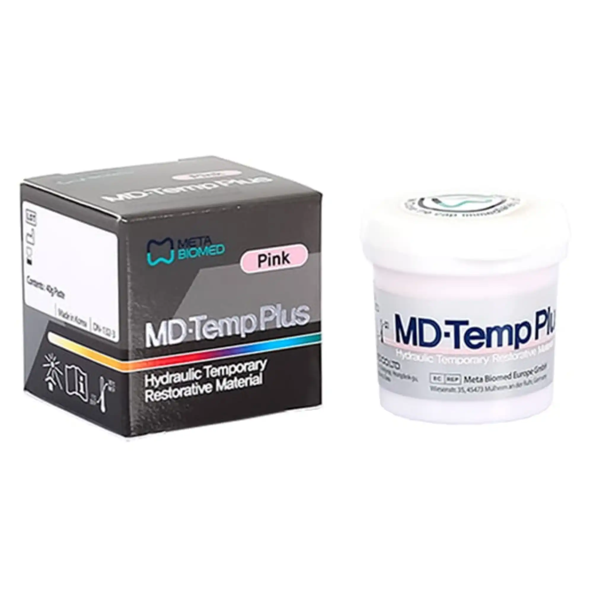 Meta Biomed MD-Temp Plus Hydraulic Temporary Restorative, Pink Paste, 40g Jar, 306991