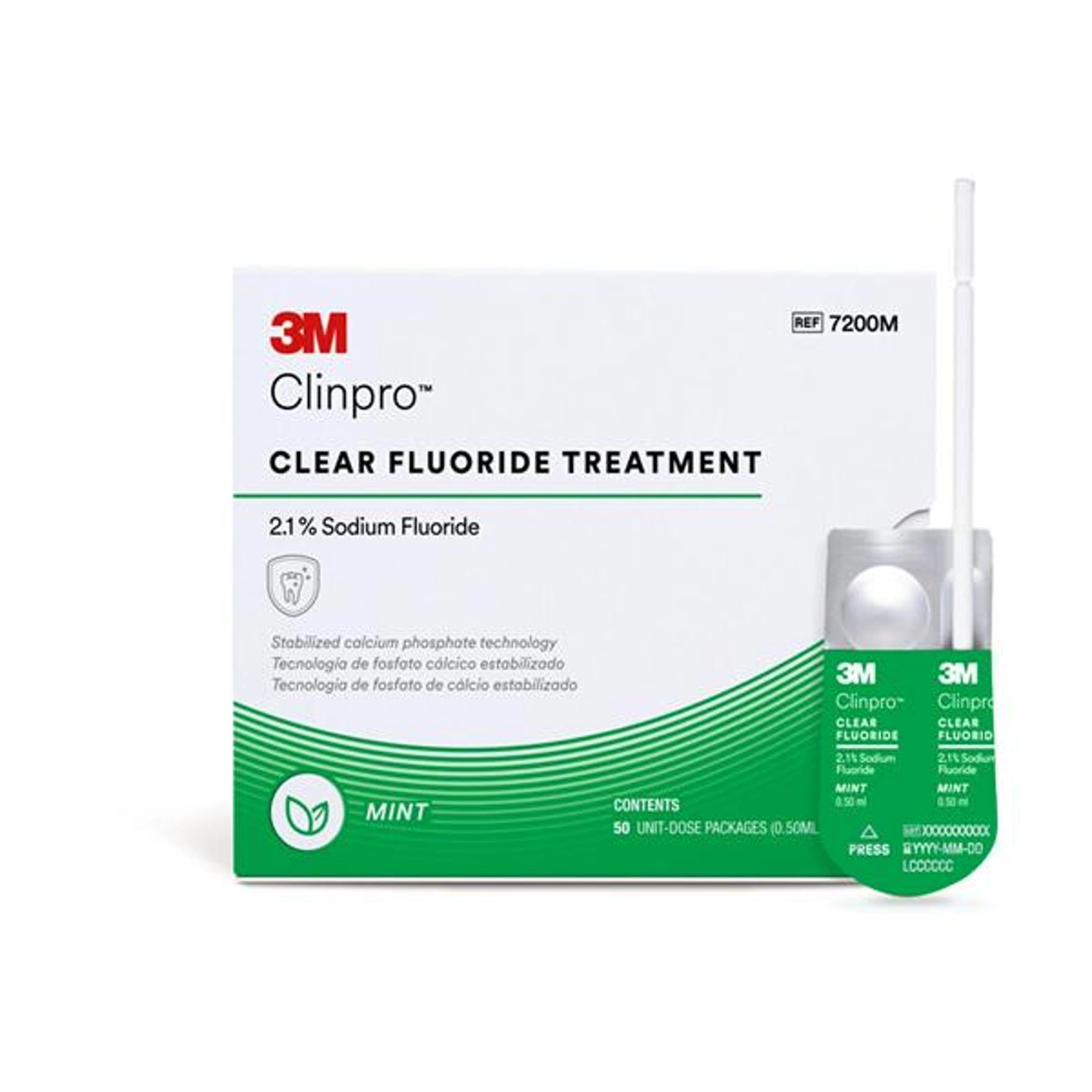 3M (Solventum) Clinpro Clear Fluoride Varnish, Mint Flavor, 0.5 mL Unit Dose, 50/Pk, 7200M