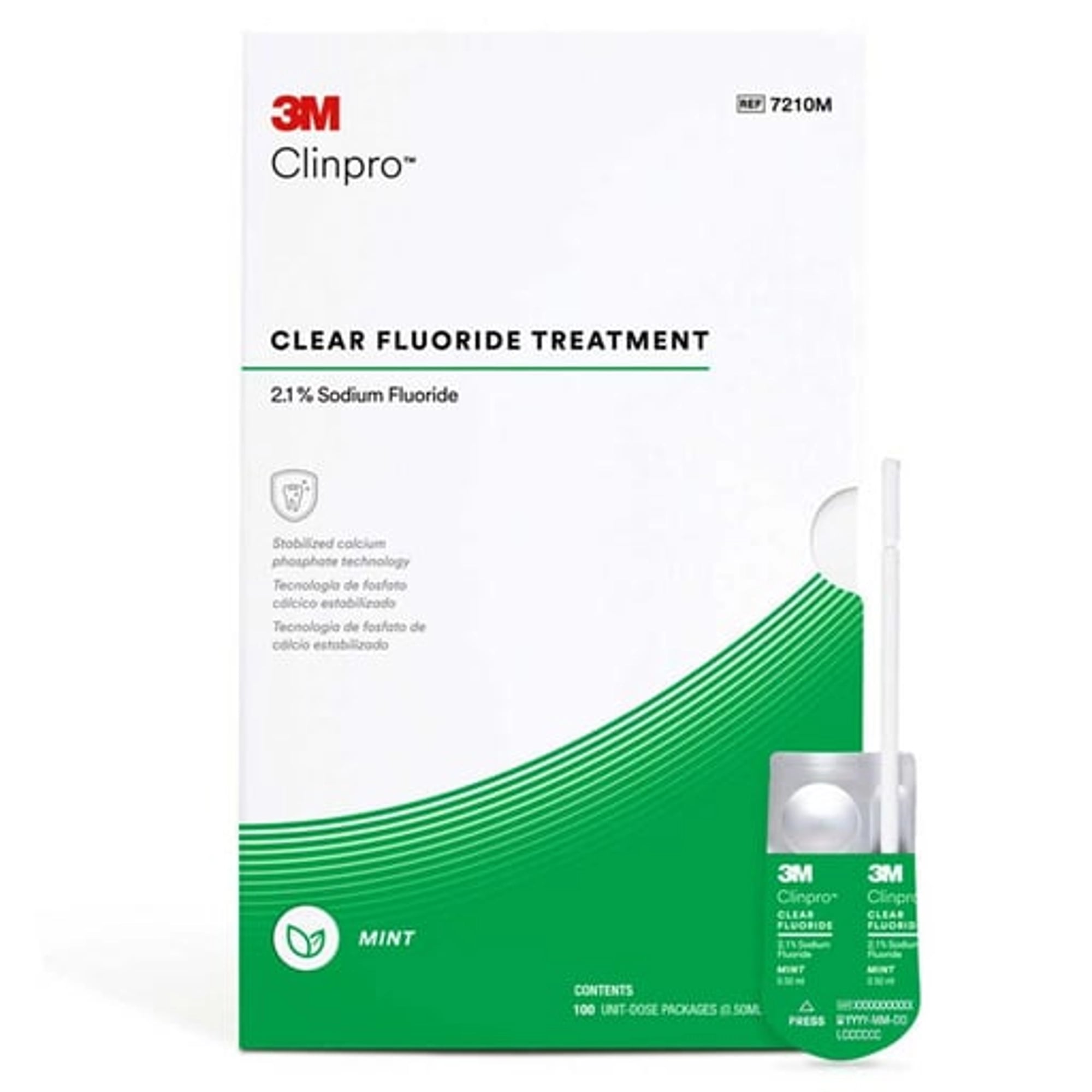 3M Clinpro Clear Fluoride Treatment, 2.1% Sodium Fluoride, 0.5 mL Unit Dose, Mint Flavor, 100/Pkg, 7210M