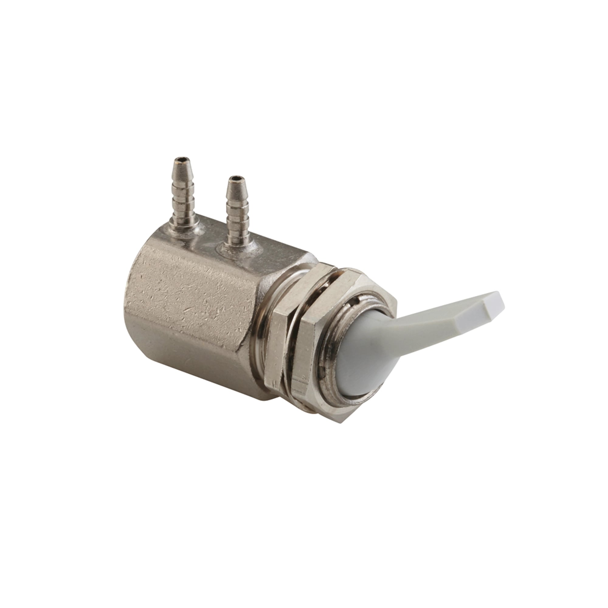 DCI International 3-Way Side Port Toggle Valve, Gray, 1/8" O.D. Tubing, Panel-Mount 15/32-32 Thread