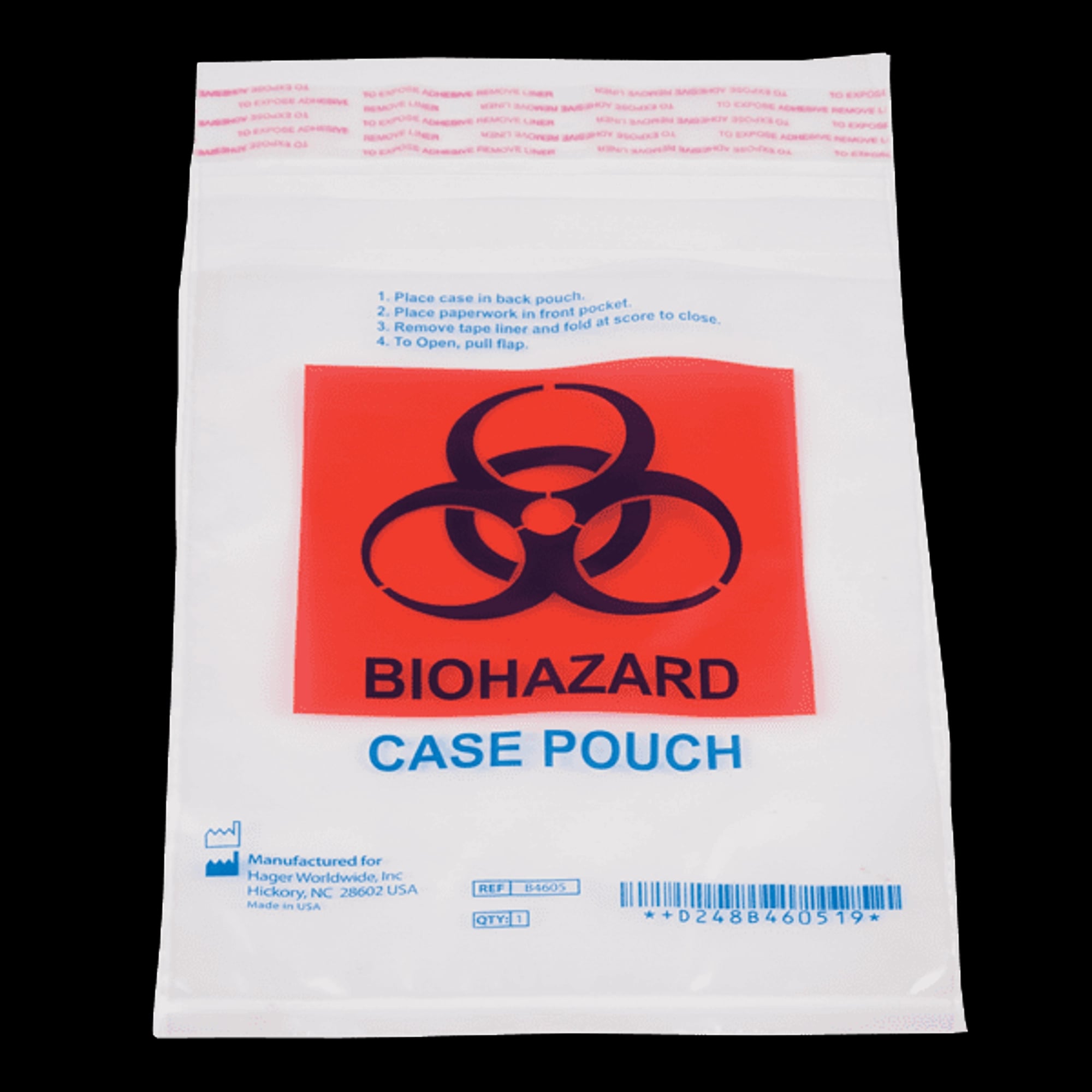 Hager Worldwide Biohazardous Lab Case Shipping Pouch, 6" x 9", Double Pouch, 100/Box, B4605