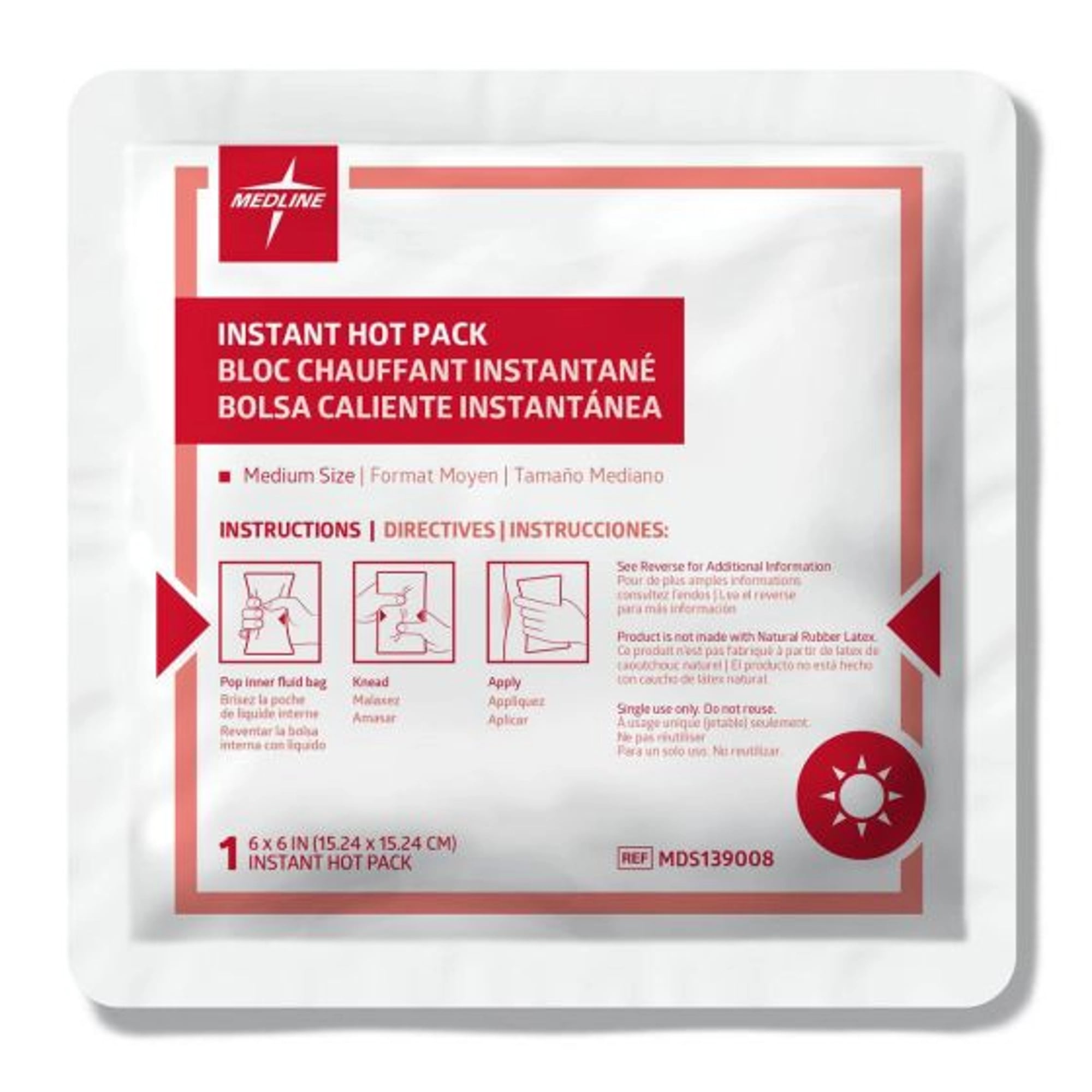 Medline Instant Hot Packs, Medium 6x6, Case of 24