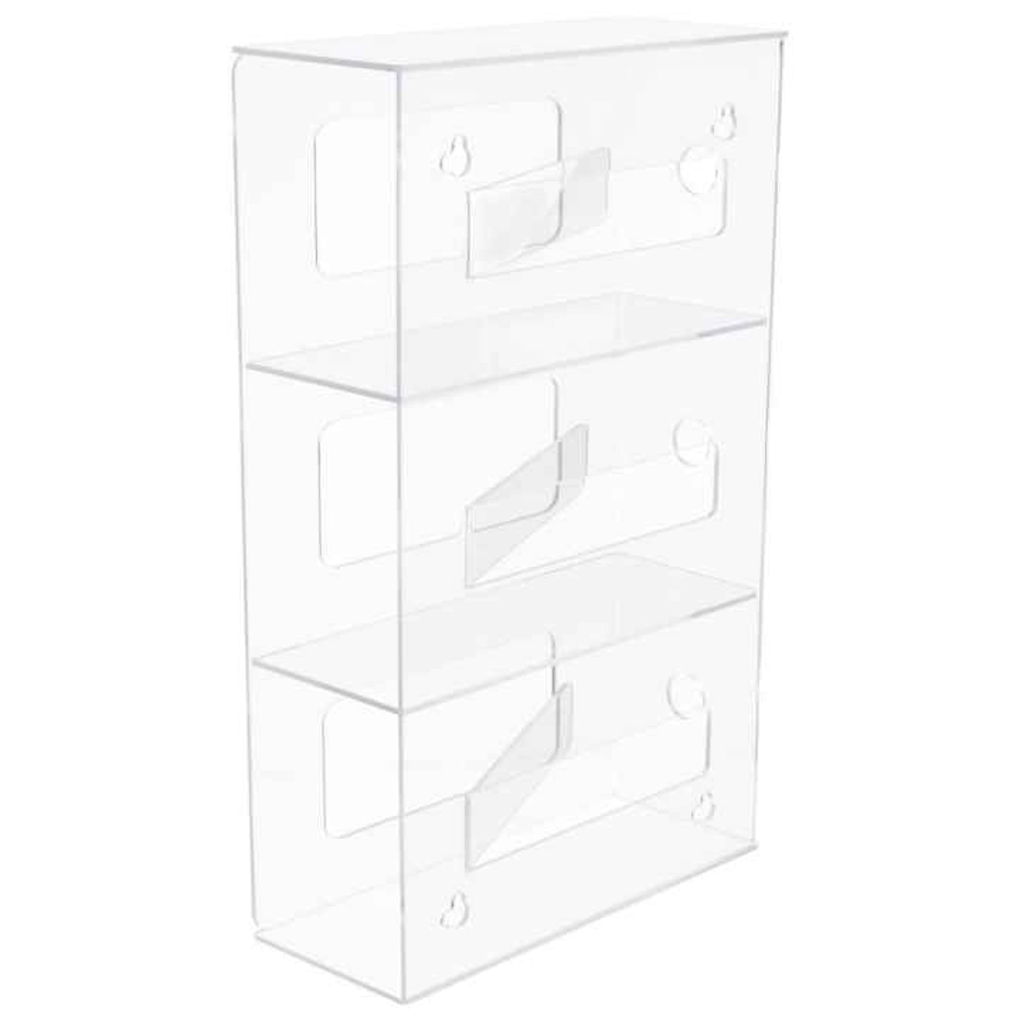 Plasdent Acrylic Triple Horizontal Glove Dispenser, 10"W x 17"H x 3-7/8"D, 1600H