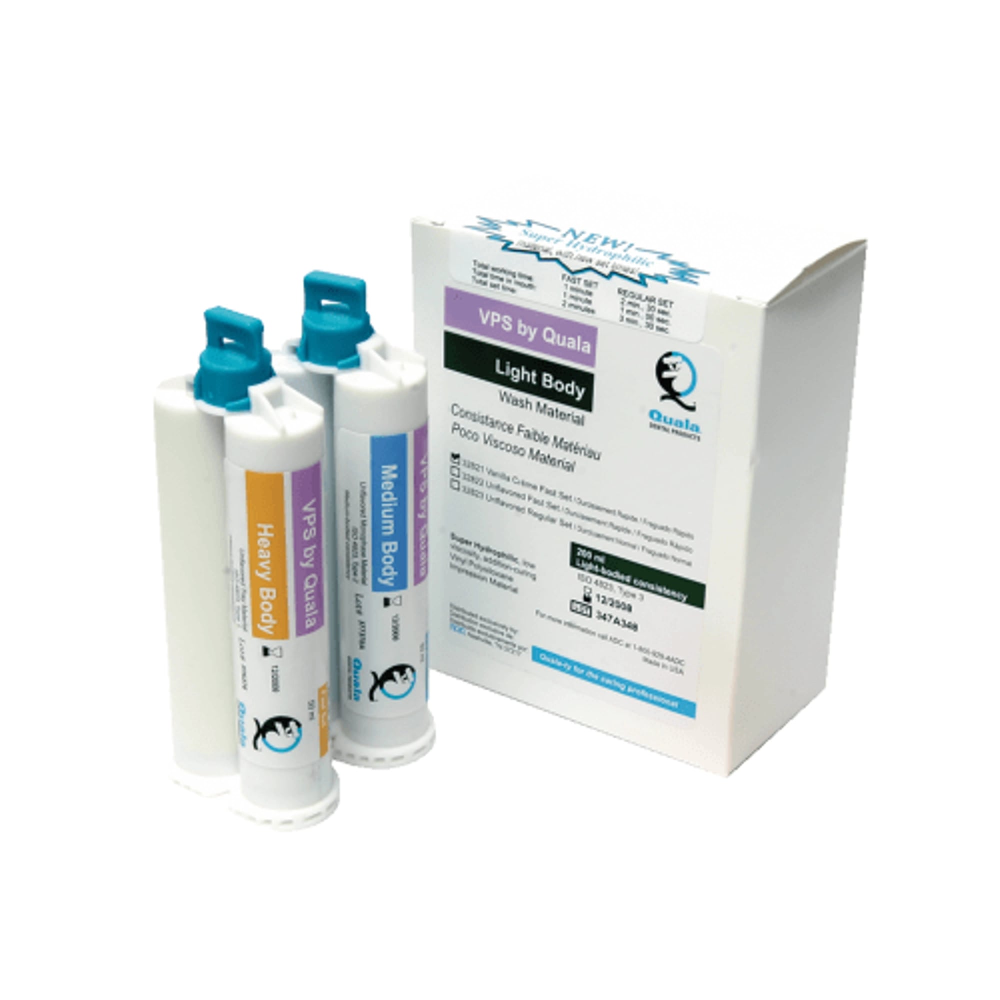 Quala Light Body Fast Set Vinyl Polysiloxane (VPS) Impression Material, Automix Cartridges, 4/Pk