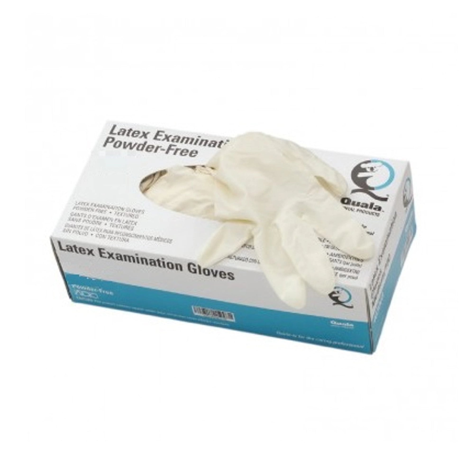 Quala Powder-Free Latex Examination Gloves, Large, 10 Boxes/Case