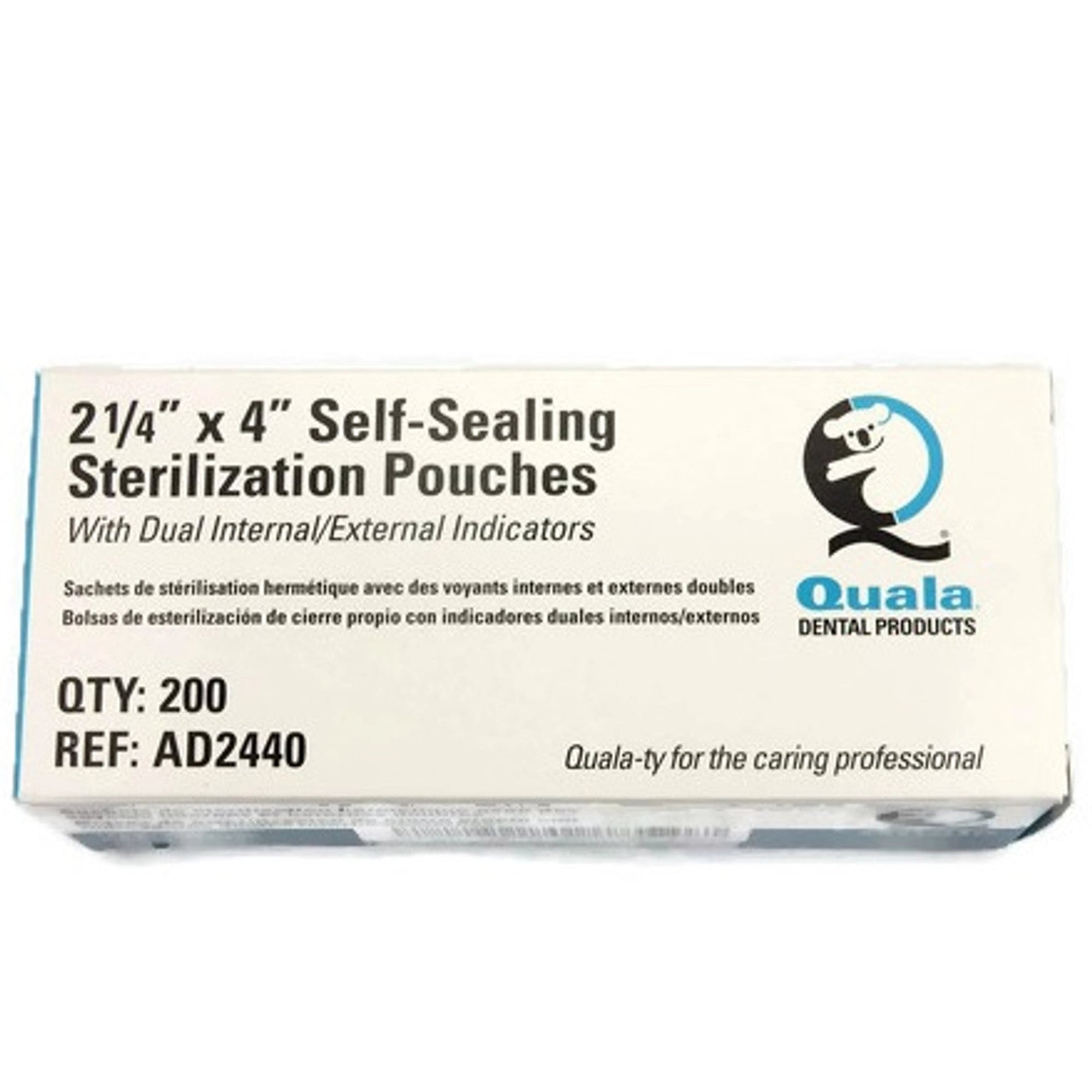Quala Sterilization Pouch, 2.25 x 4 Inches, Self-Sealing, 200/Bx
