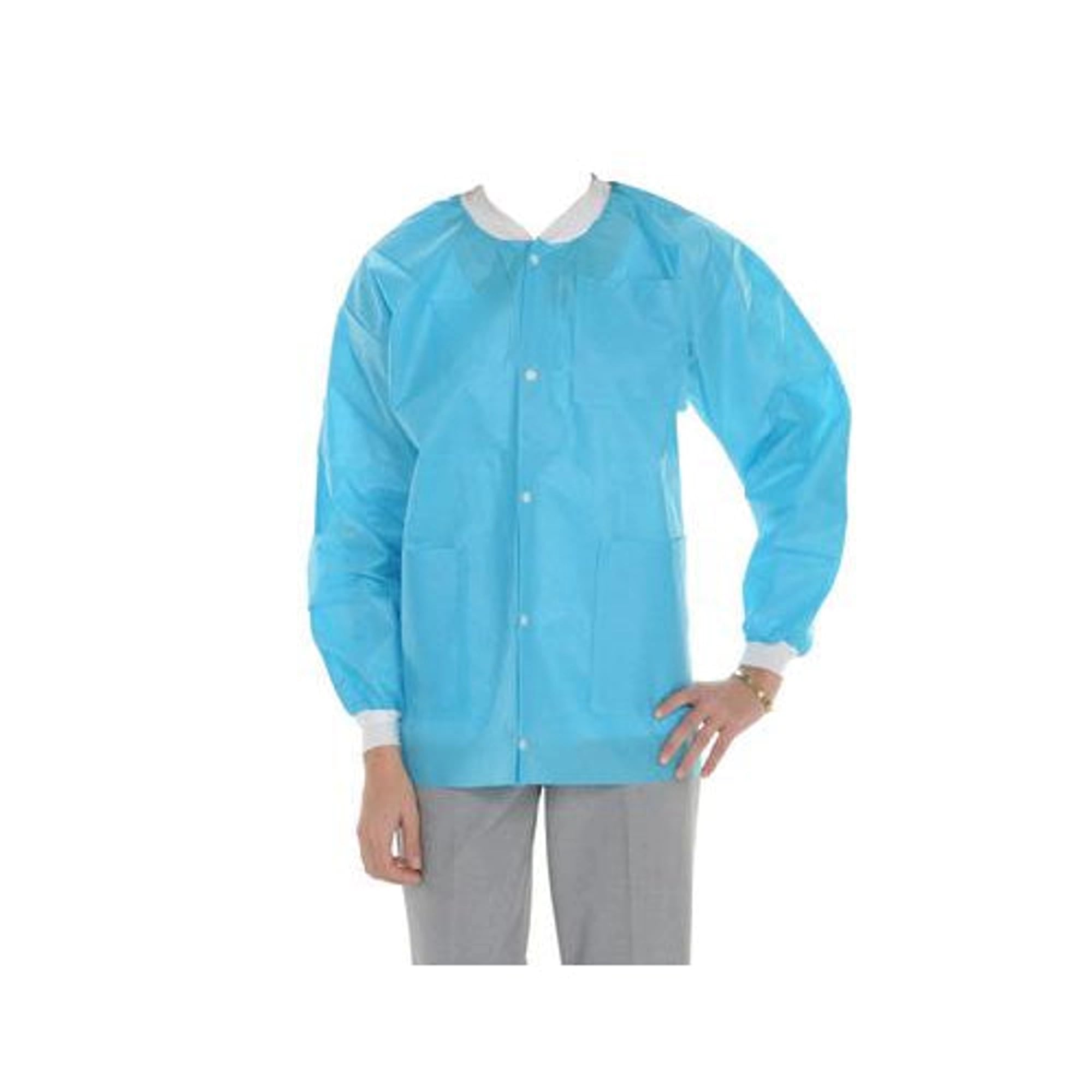ValuMax Extra-Safe Hip-Length Lab Jacket, AAMI Level 3, Fluid-Resistant SMS, Aqua, Large, 10/Pack, 3630AQL