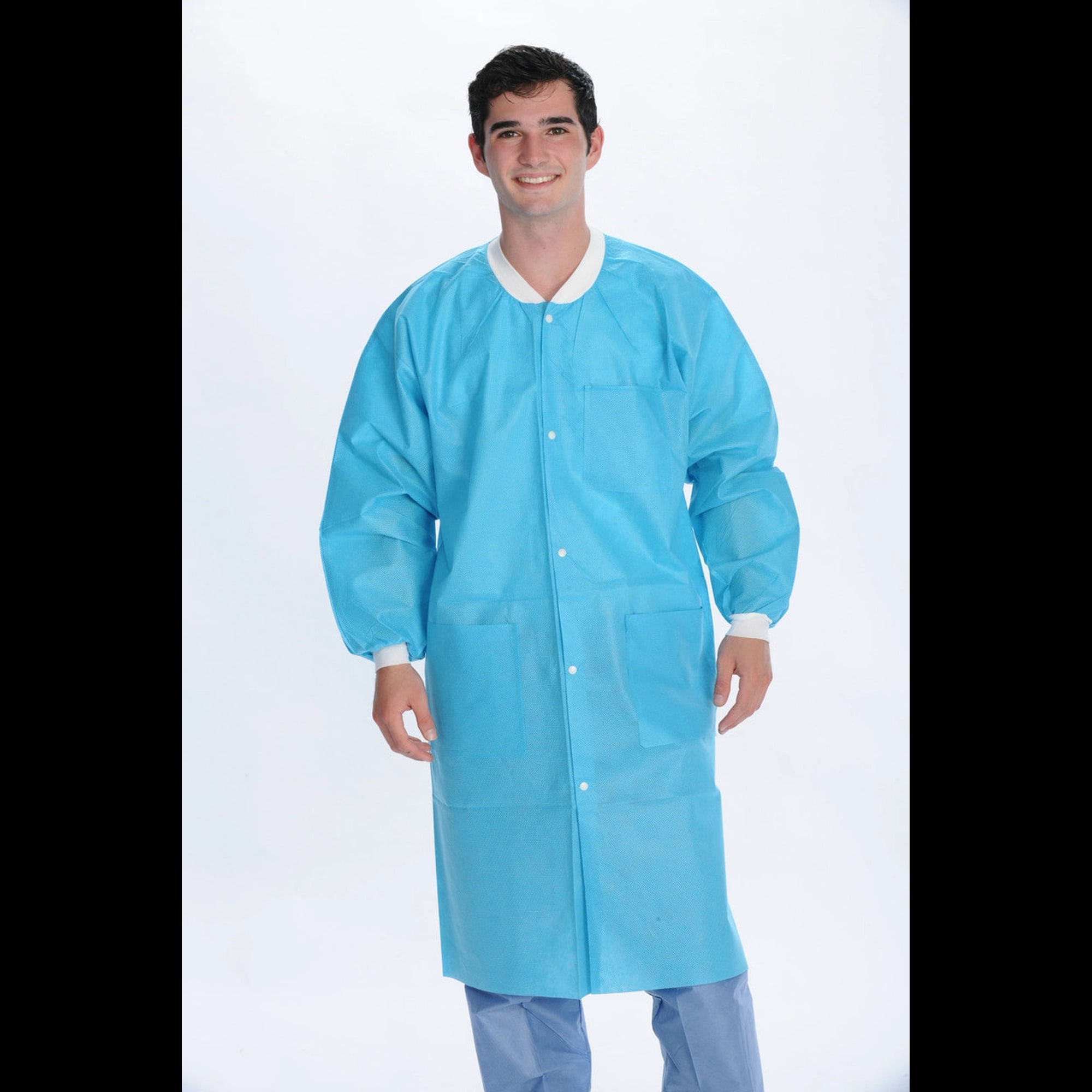 ValuMax Extra-Safe Lab Coat, Knee Length, Aqua, 2X-Large, 3-Layer SMS, 10/Pk