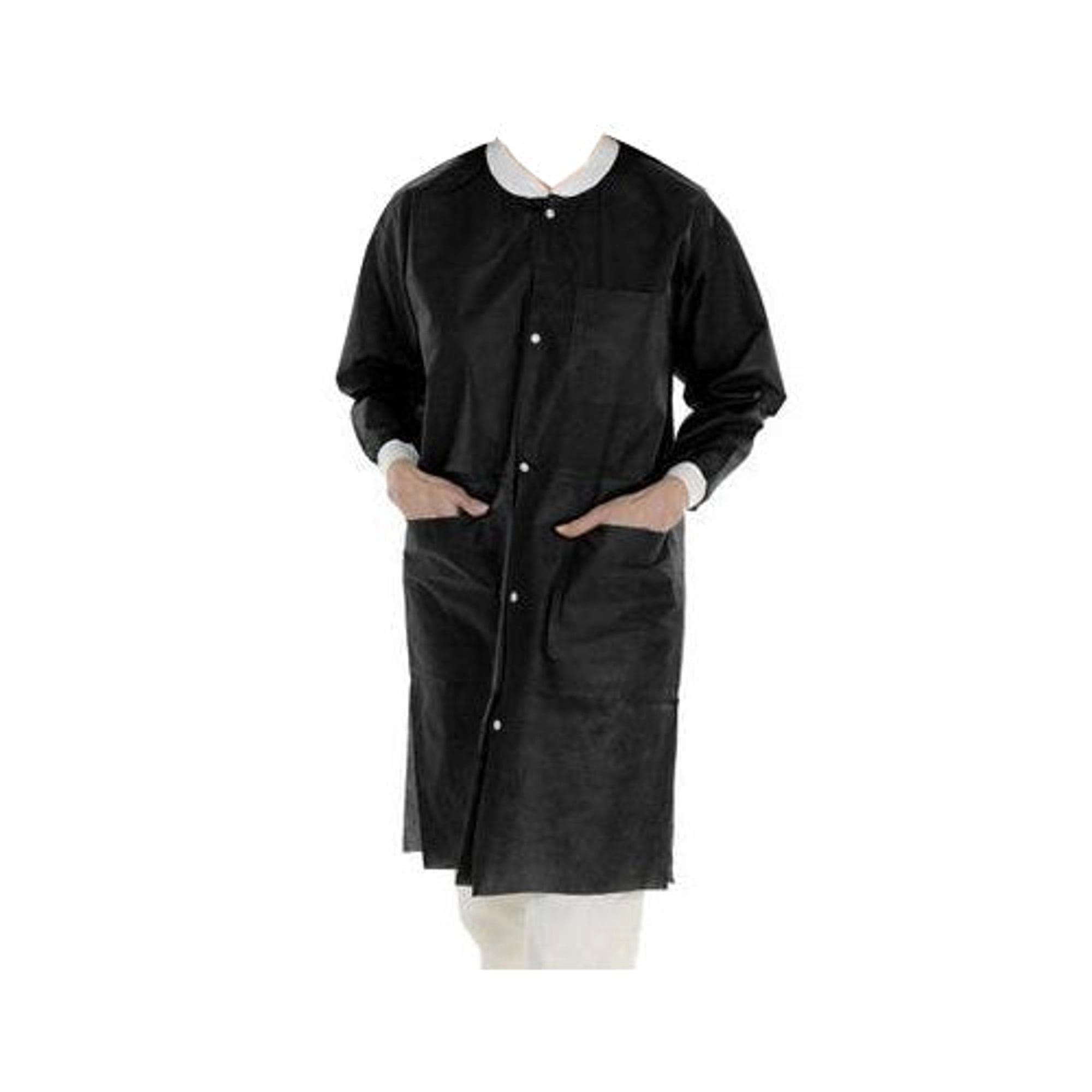 ValuMax Extra-Safe Knee-Length Lab Coat, Black, Medium, AAMI Level 3, SMS, 10/Pk, 3660BKM