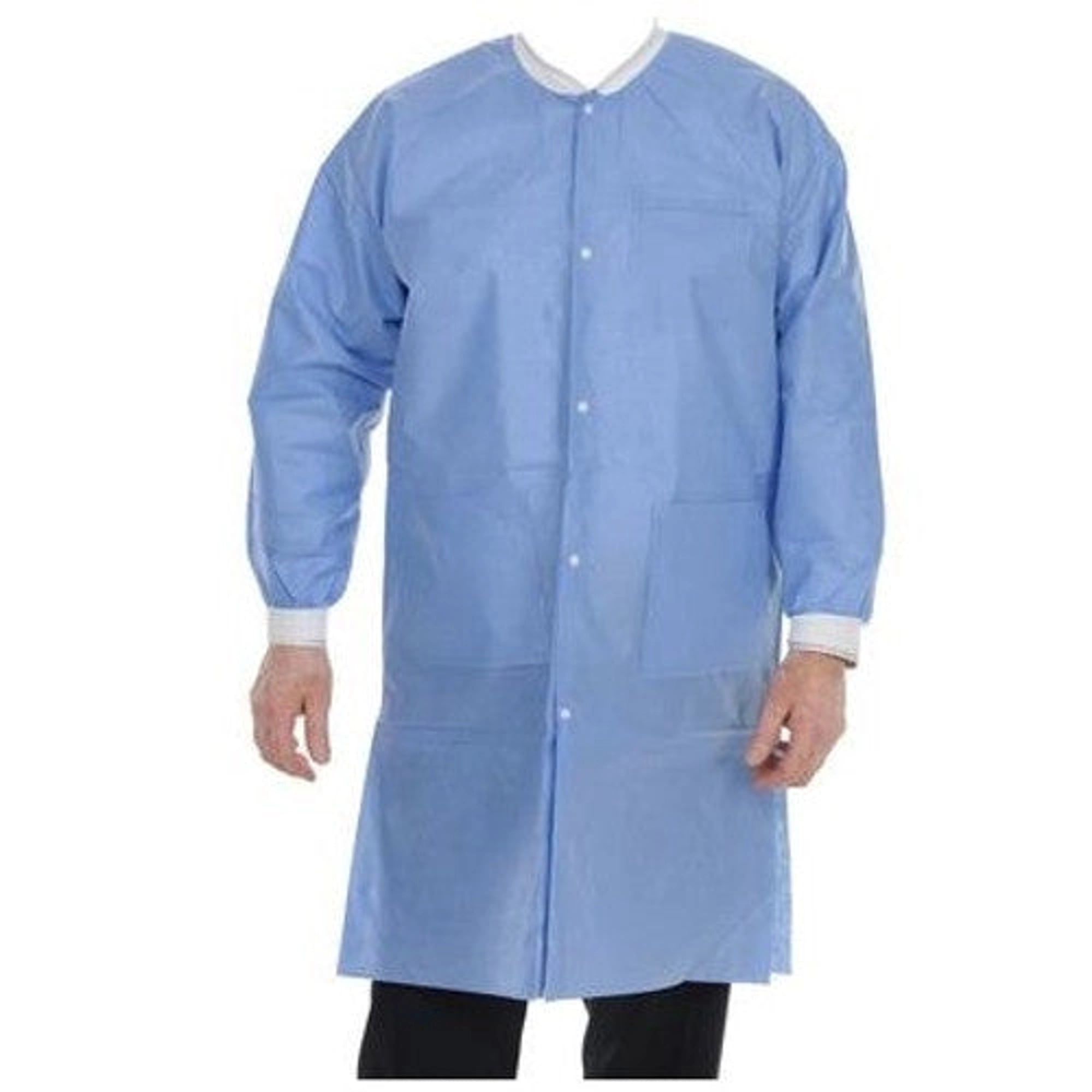 ValuMax Extra-Safe Lab Coats, Steel Blue, 3X-Large, Knee-Length, 3-Layer SMS, 10/Pk