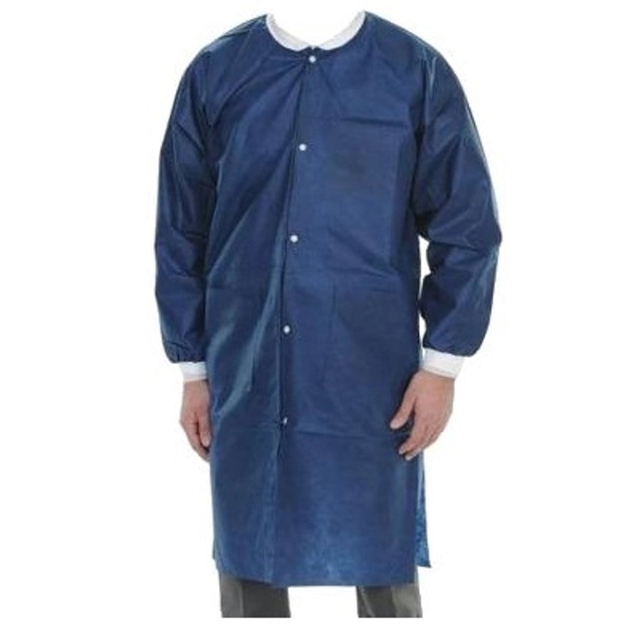 ValuMax Extra-Safe Lab Coats, Navy Blue, 3X-Large, Knee-Length, 3-Layer SMS, 10/Pk