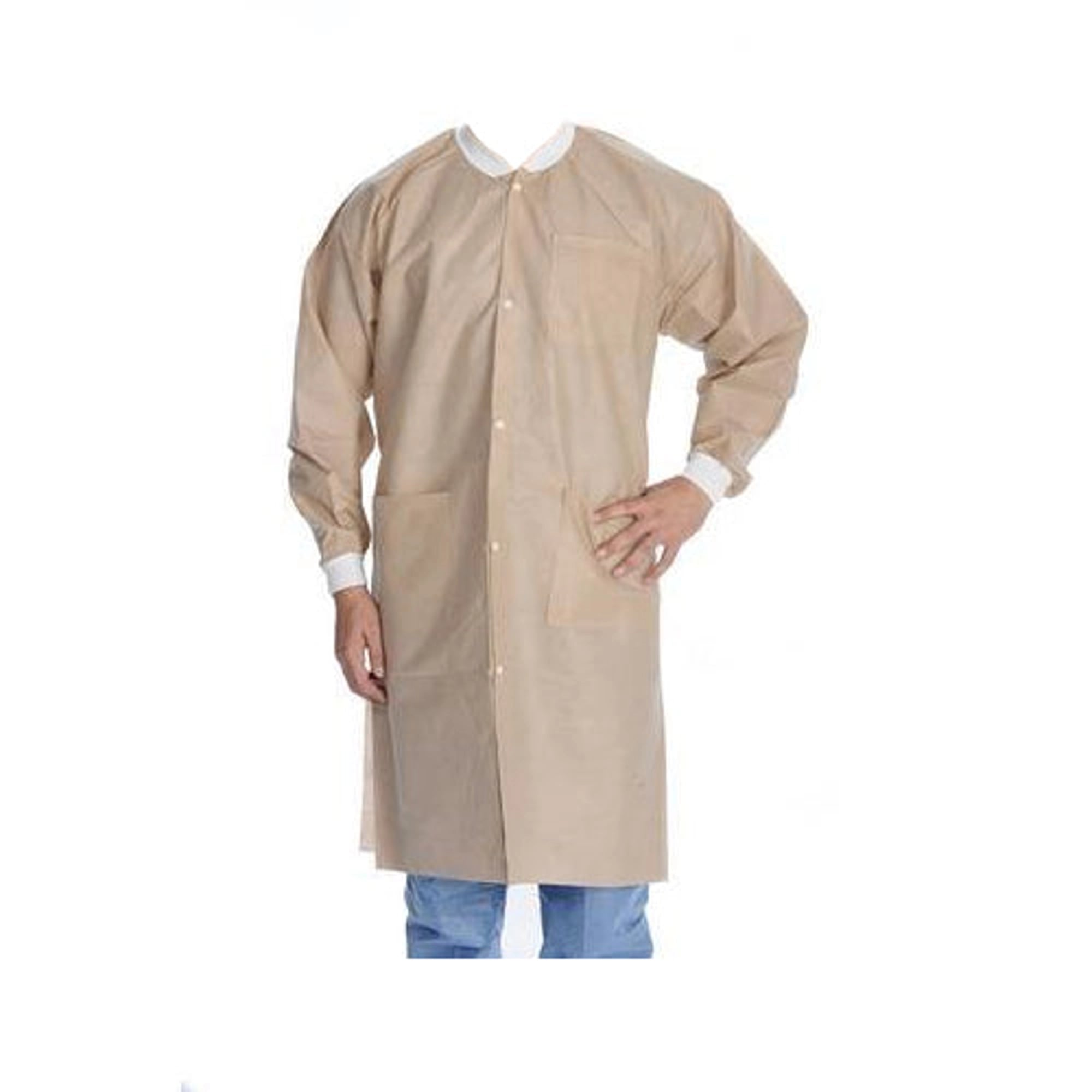 ValuMax Extra-Safe Lab Coats, AAMI Level 3, Tan, Medium, Knee-Length, 10/Pk, 3660TNM