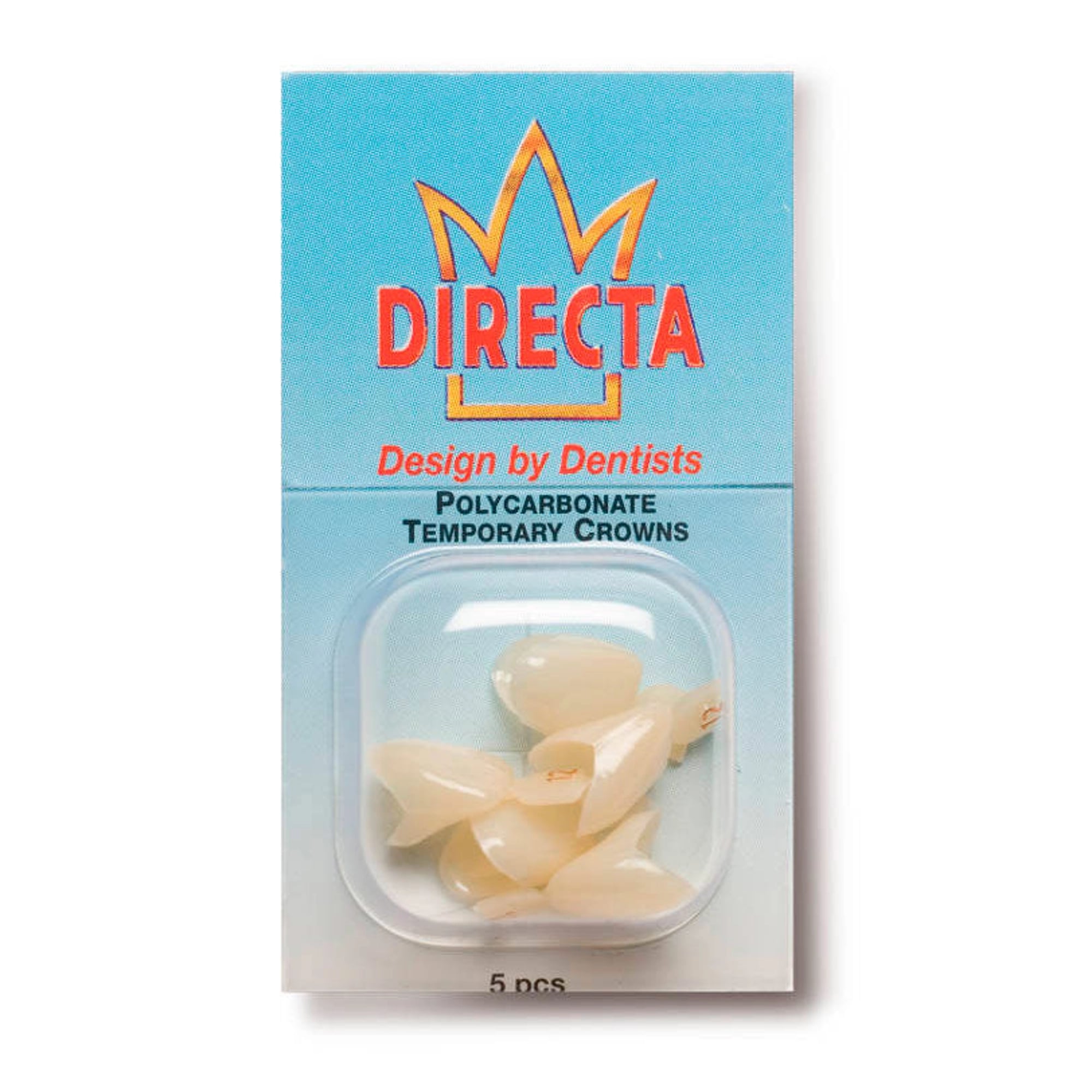Directa Polycarbonate Temporary Crown #52, Lower Bicuspid, Long, Translucent, Refill Pack of 5, 6092-52