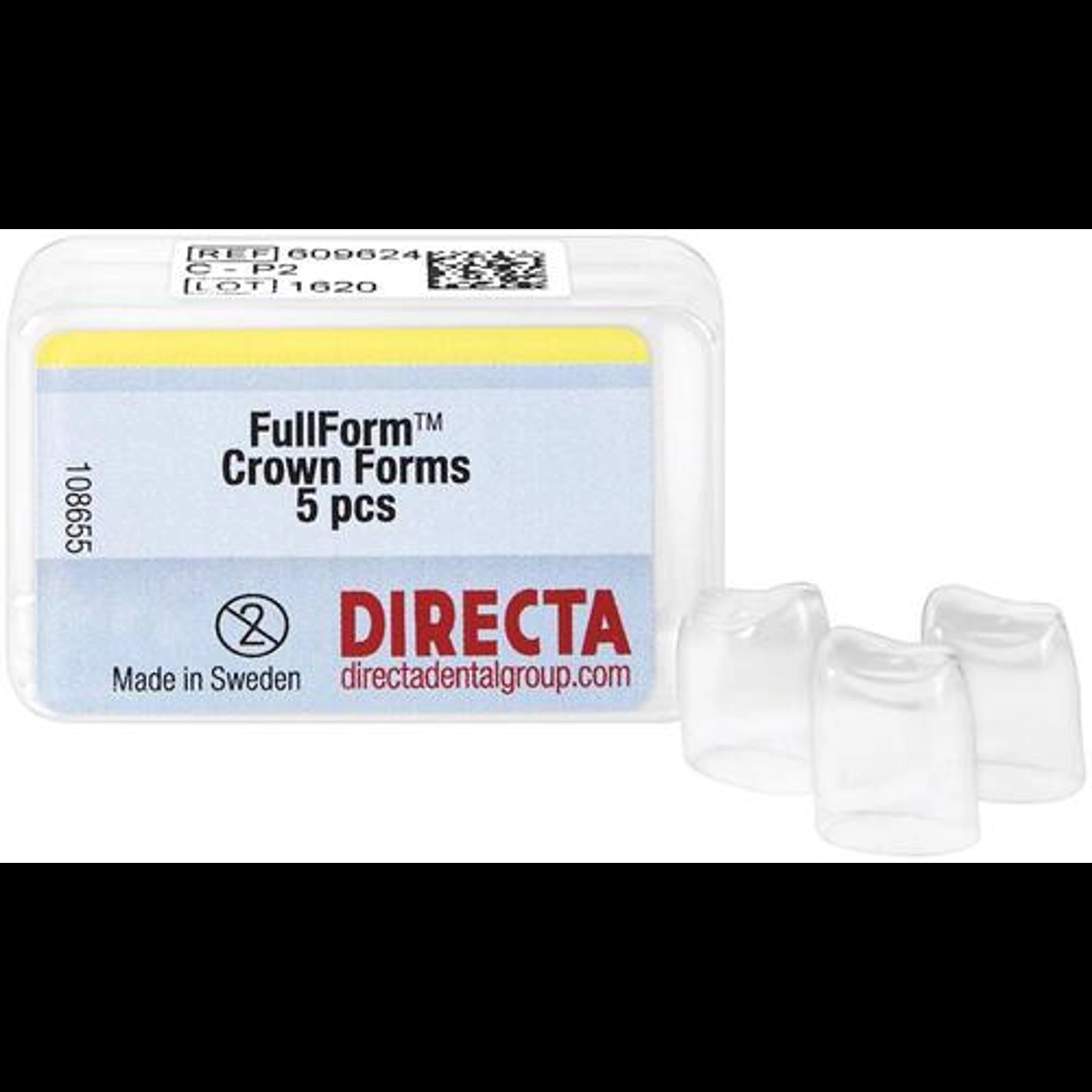 Directa FullForm Clear Poly Crown Form, C-Coding, Size P-2, Upper Right Lateral, 5/Pkg, 609624