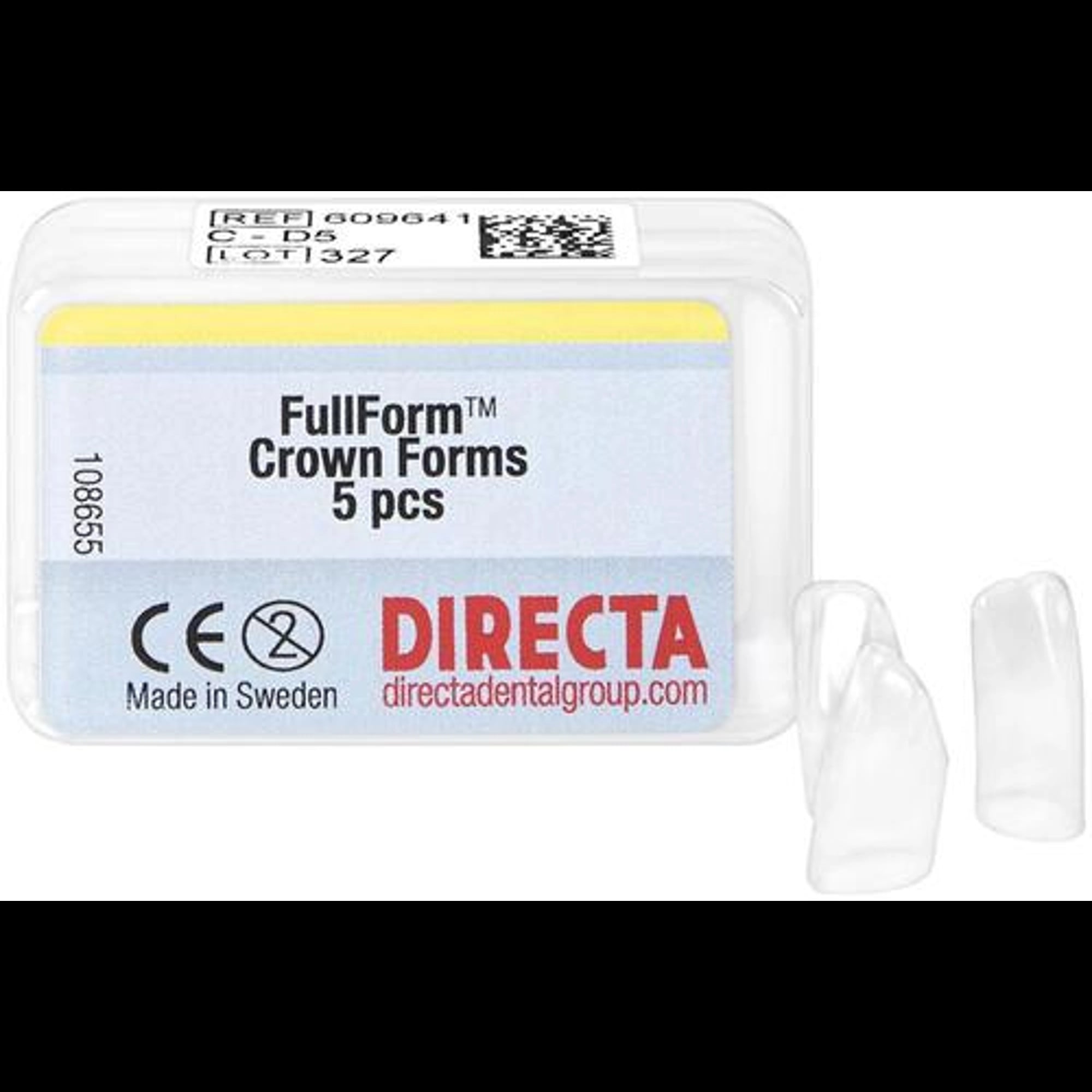 Directa Dental FullForm D-2 (C System) Temporary Polycarbonate Crown, Size 7.72 mm x 8.451 mm