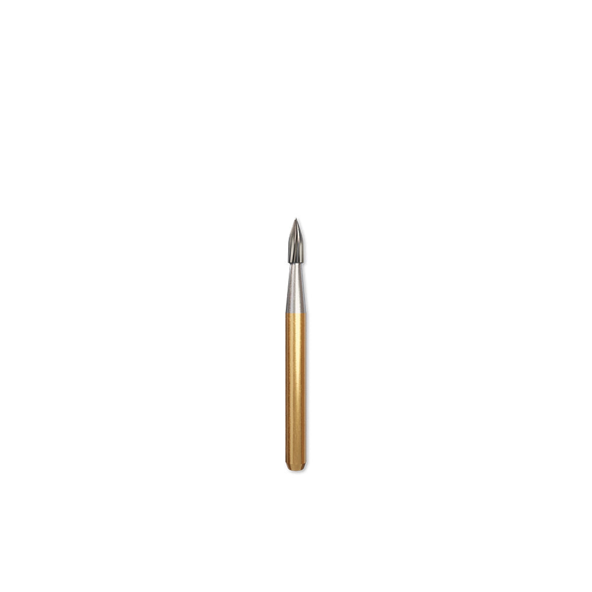 Coltene Alpen Carbide Trimming & Finishing Bur, FG, Flame Shape, 12 Flutes, #7102, 1.2 mm Diameter, 5/Pkg, R707102