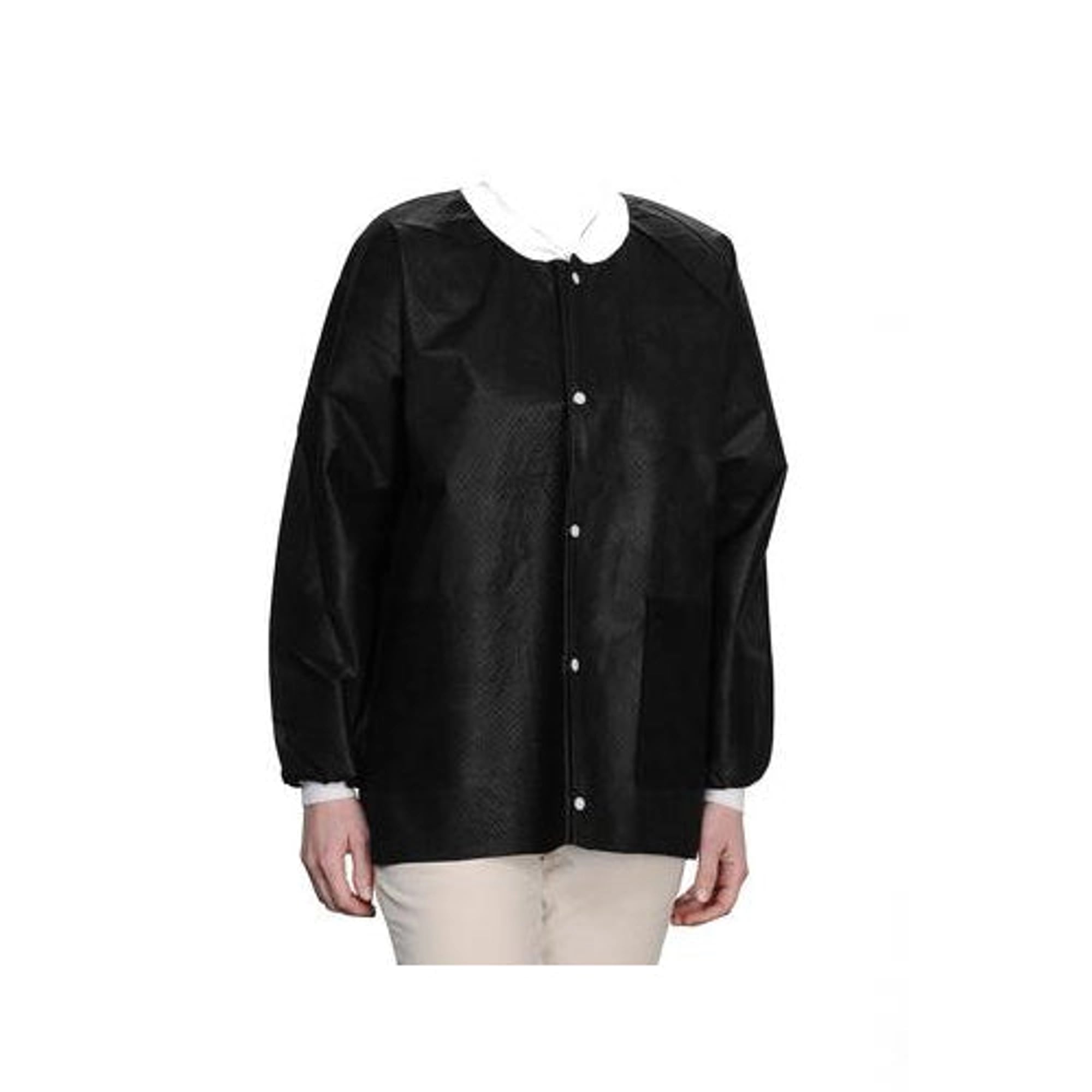 ValuMax Extra-Safe Hip-Length Lab Jacket, AAMI Level 3, Fluid Resistant, Black, Large, 10/Pack, 3630BKL